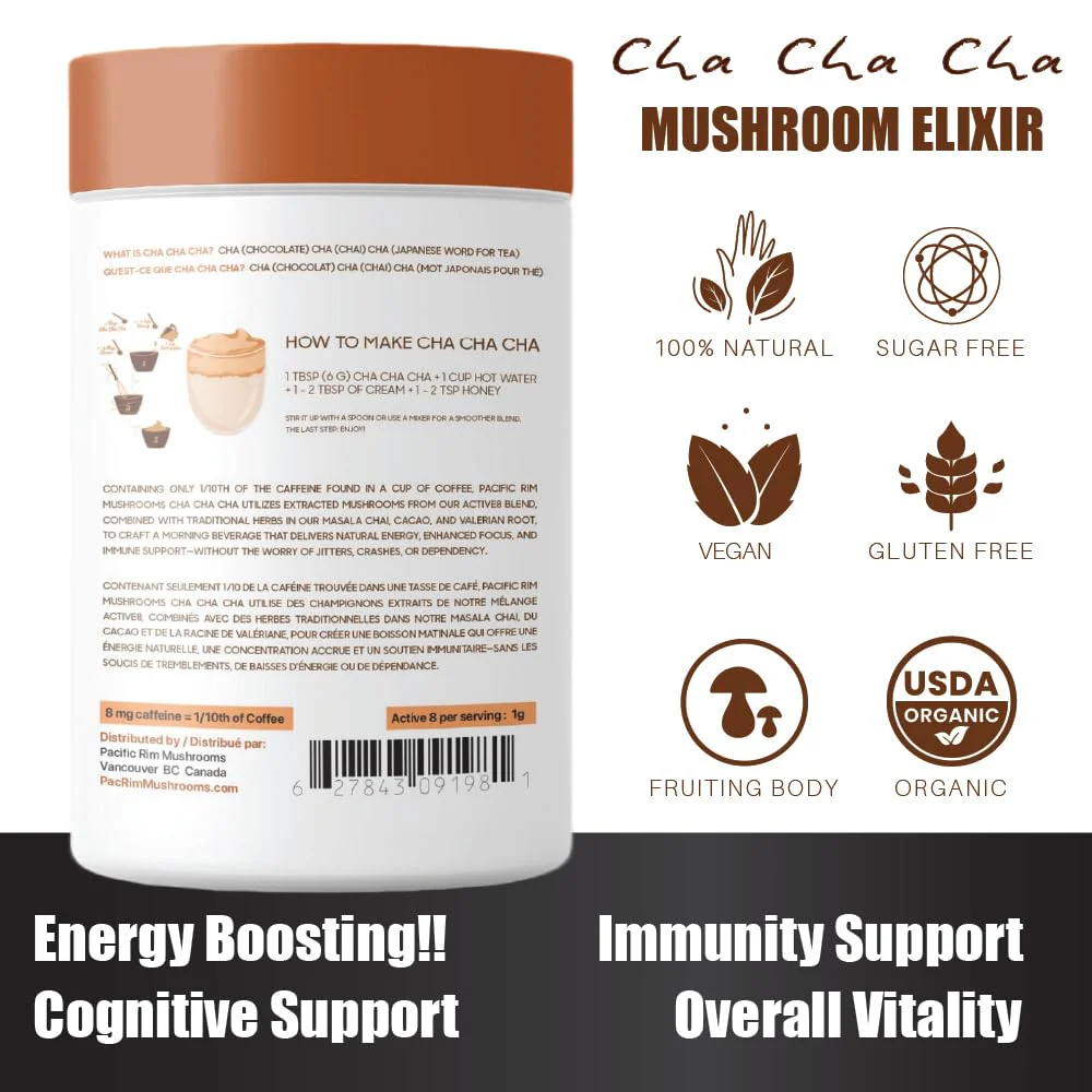 Pacific Rim Mushrooms – Cha Cha Cha Mushroom Cacao – Chai Spice – 8 Mushroom Blend – Energy and focus - Canadian Distribution - Ships Free Within Canada on Orders Above CAD $199 - Image 9