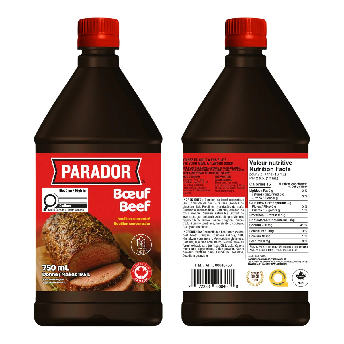 Parador Bouillon Beef Concentrate - 4 x 750 mL - Grocery and Food Items - Canadian Distribution - Ships Free Within Canada on Orders Above CAD $199