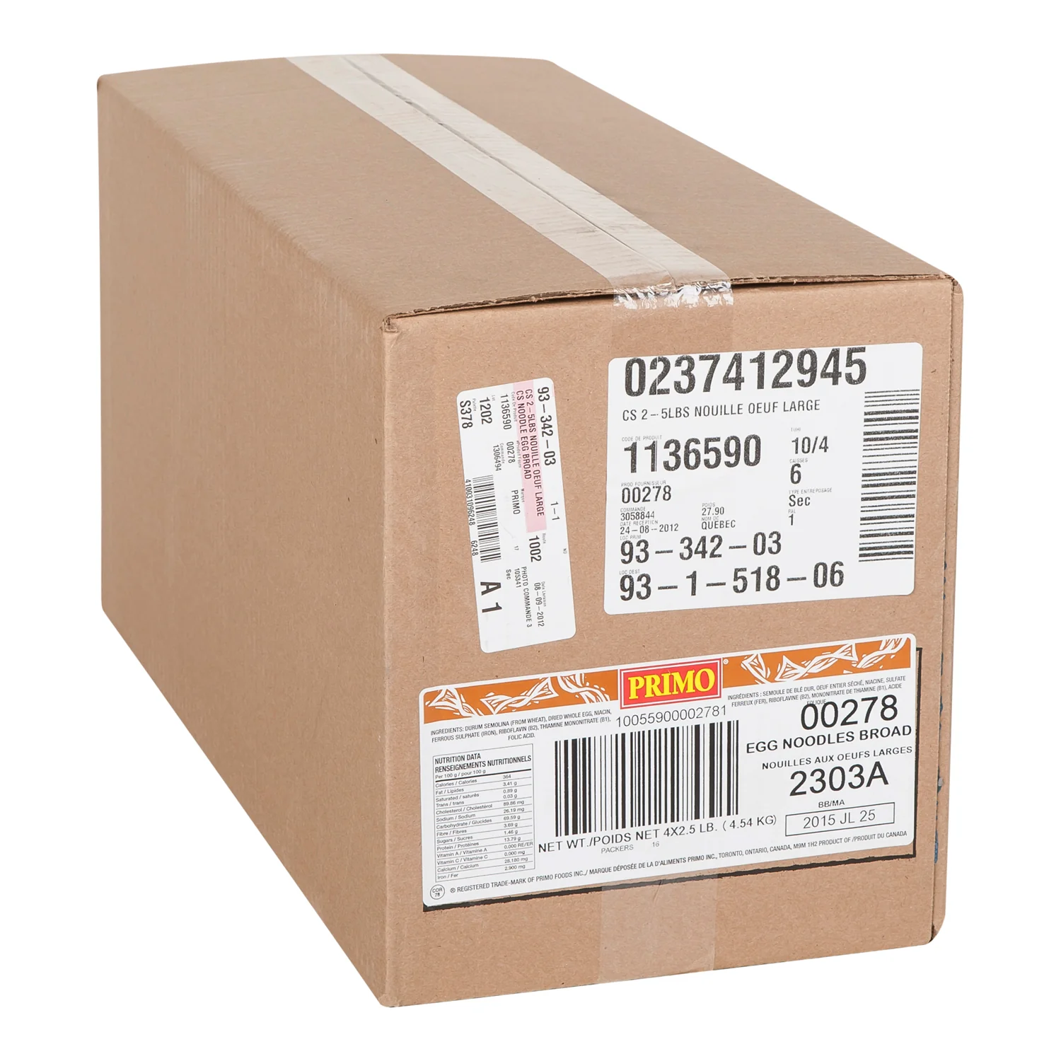 Pasta Eggs Noodle Broad - 2 x 5 lbs - Primo - Restaurant and Foodservice Ingredients - Canadian Distribution - Ships Free Within Canada on Orders Above CAD $199 - Image 2
