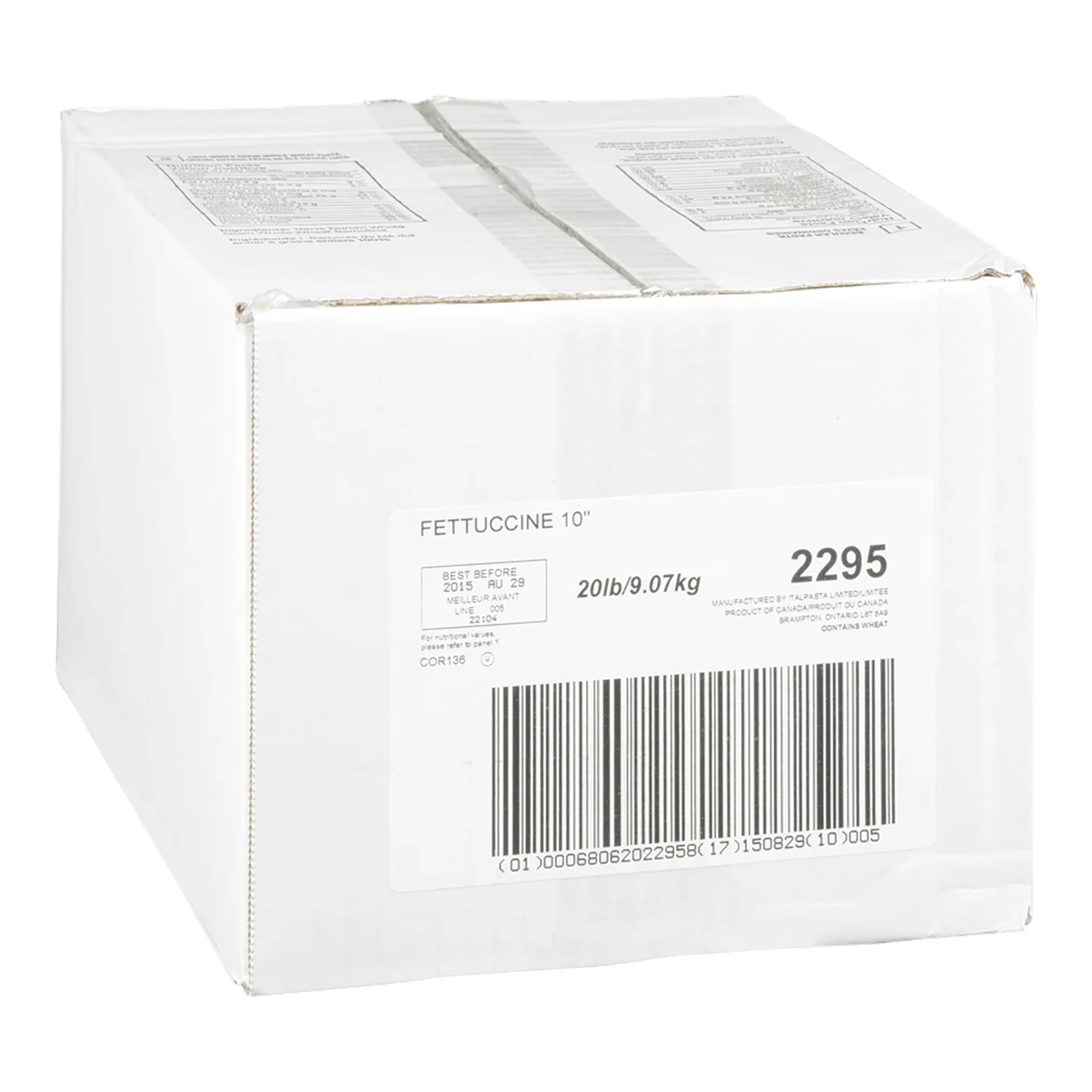 Pasta Fettuccine 10 in. - 1 x 20 lbs - Italian Pasta - Restaurant and Foodservice Ingredients - Canadian Distribution - Ships Free Within Canada on Orders Above CAD $199 - Image 2