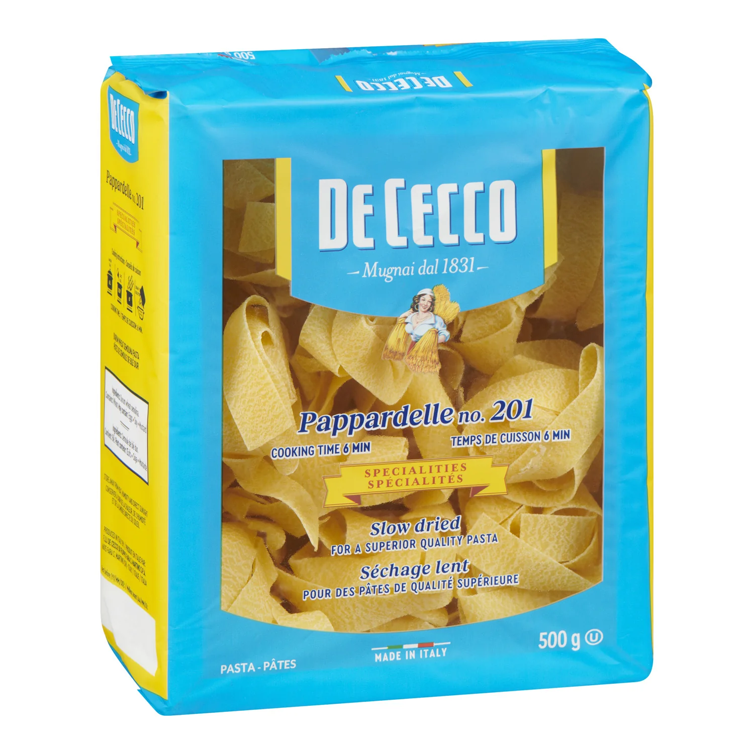 Pasta Pappardelle Nest #201 - 8 x 500 g - De Cecco - Restaurant and Foodservice Ingredients - Canadian Distribution - Ships Free Within Canada on Orders Above CAD $199