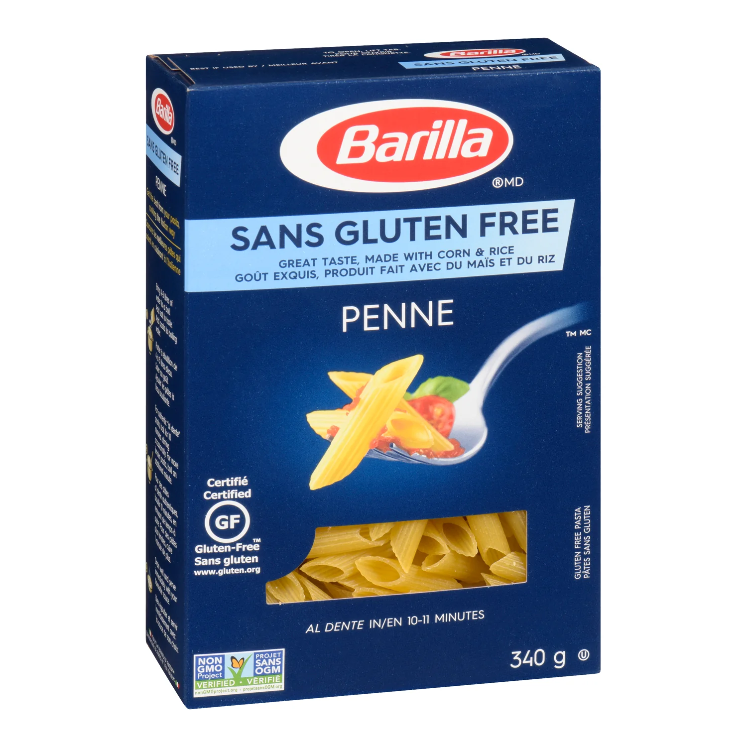 Pasta Penne Gluten-Free - 8 x 340 g - Barilla Italian - Restaurant and Foodservice Ingredients - Canadian Distribution - Ships Free Within Canada on Orders Above CAD $199