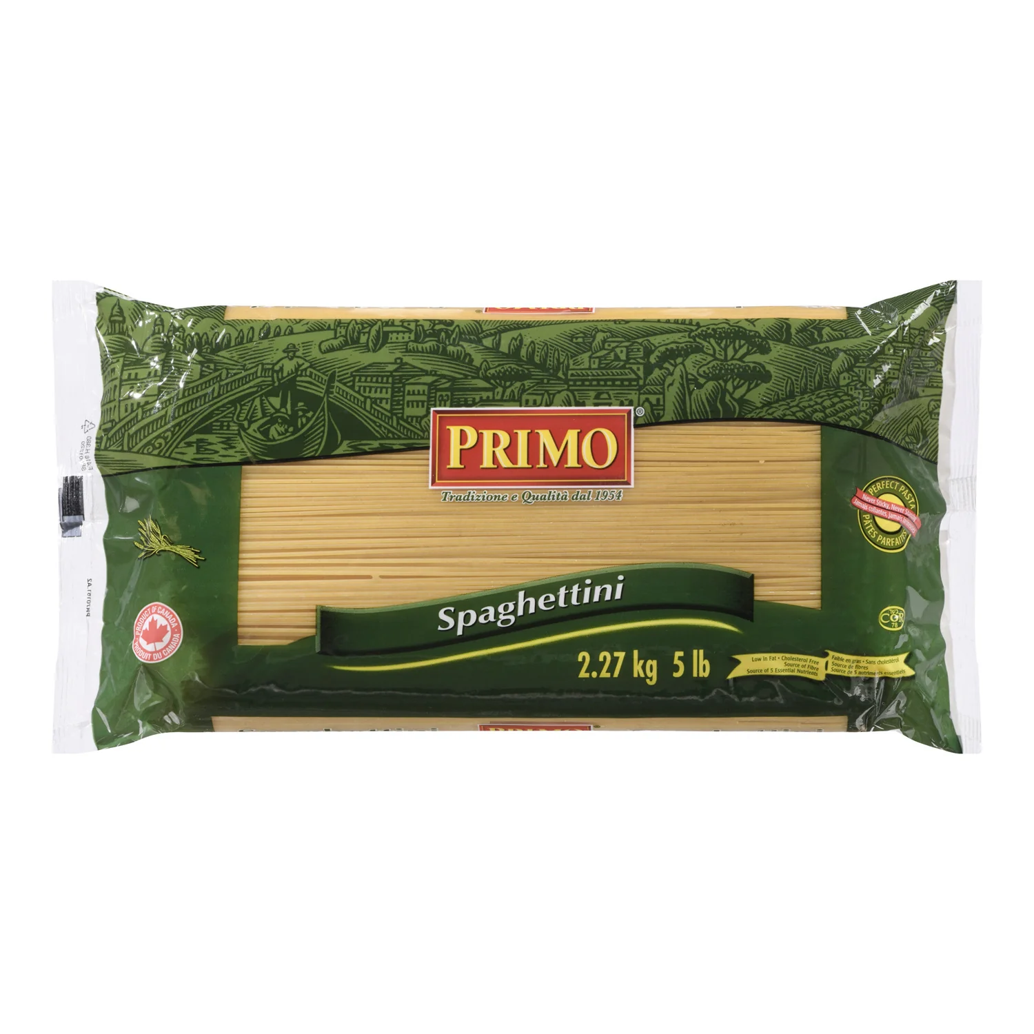 Pasta Spaghettini 10 in. Cut - 4 x 5 lbs - Primo - Restaurant and Foodservice Ingredients - Canadian Distribution - Ships Free Within Canada on Orders Above CAD $199