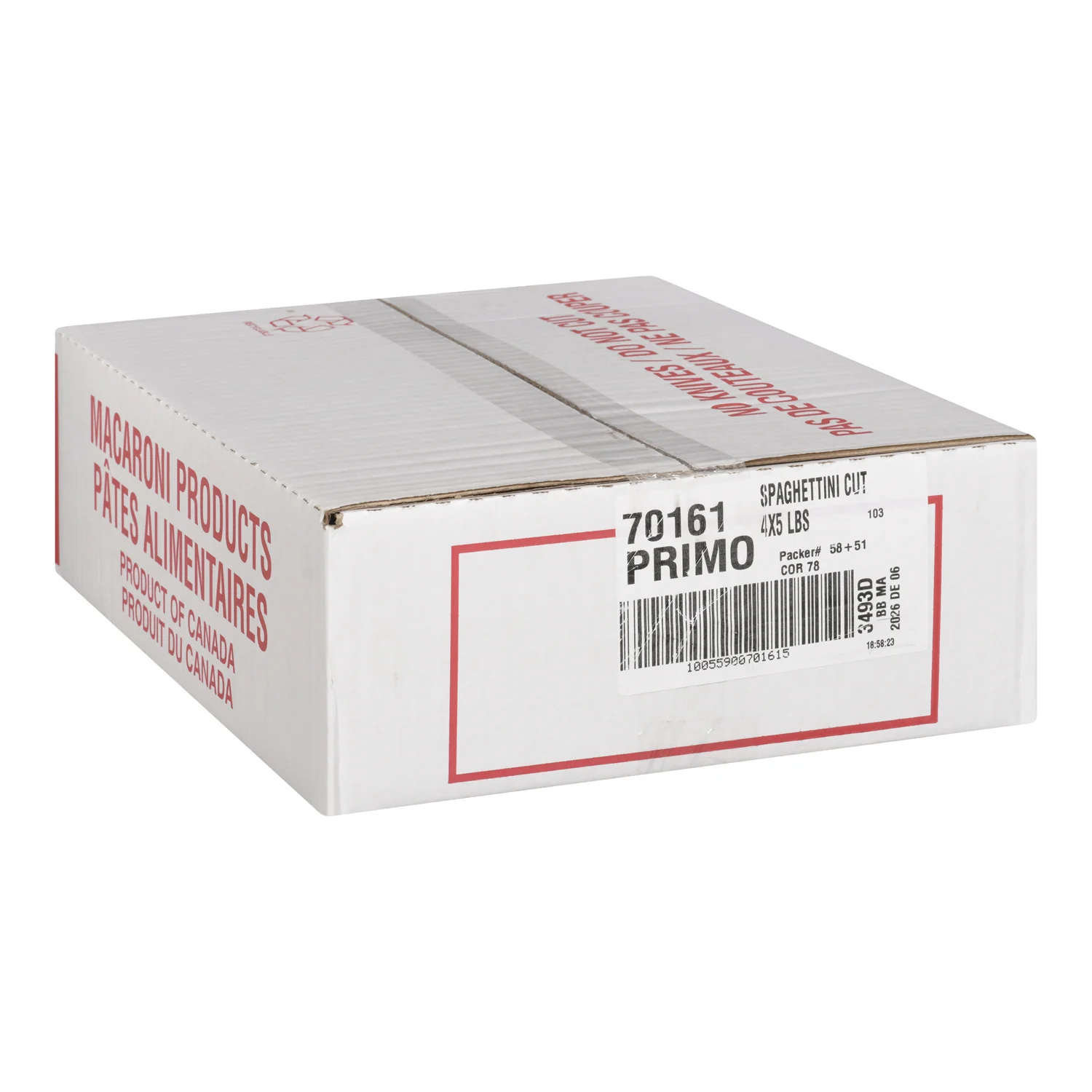 Pasta Spaghettini 10 in. Cut - 4 x 5 lbs - Primo - Restaurant and Foodservice Ingredients - Canadian Distribution - Ships Free Within Canada on Orders Above CAD $199 - Image 3