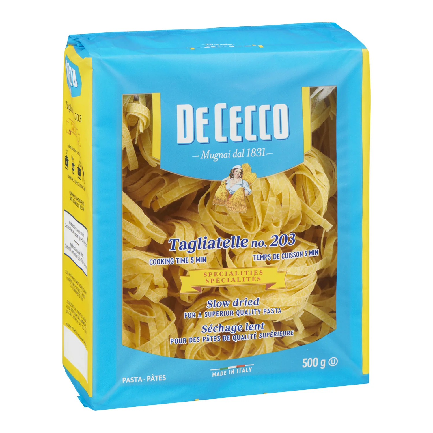 Pasta Tagliatelle Nest #203 - 8 x 500 g - De Cecco - Restaurant and Foodservice Ingredients - Canadian Distribution - Ships Free Within Canada on Orders Above CAD $199