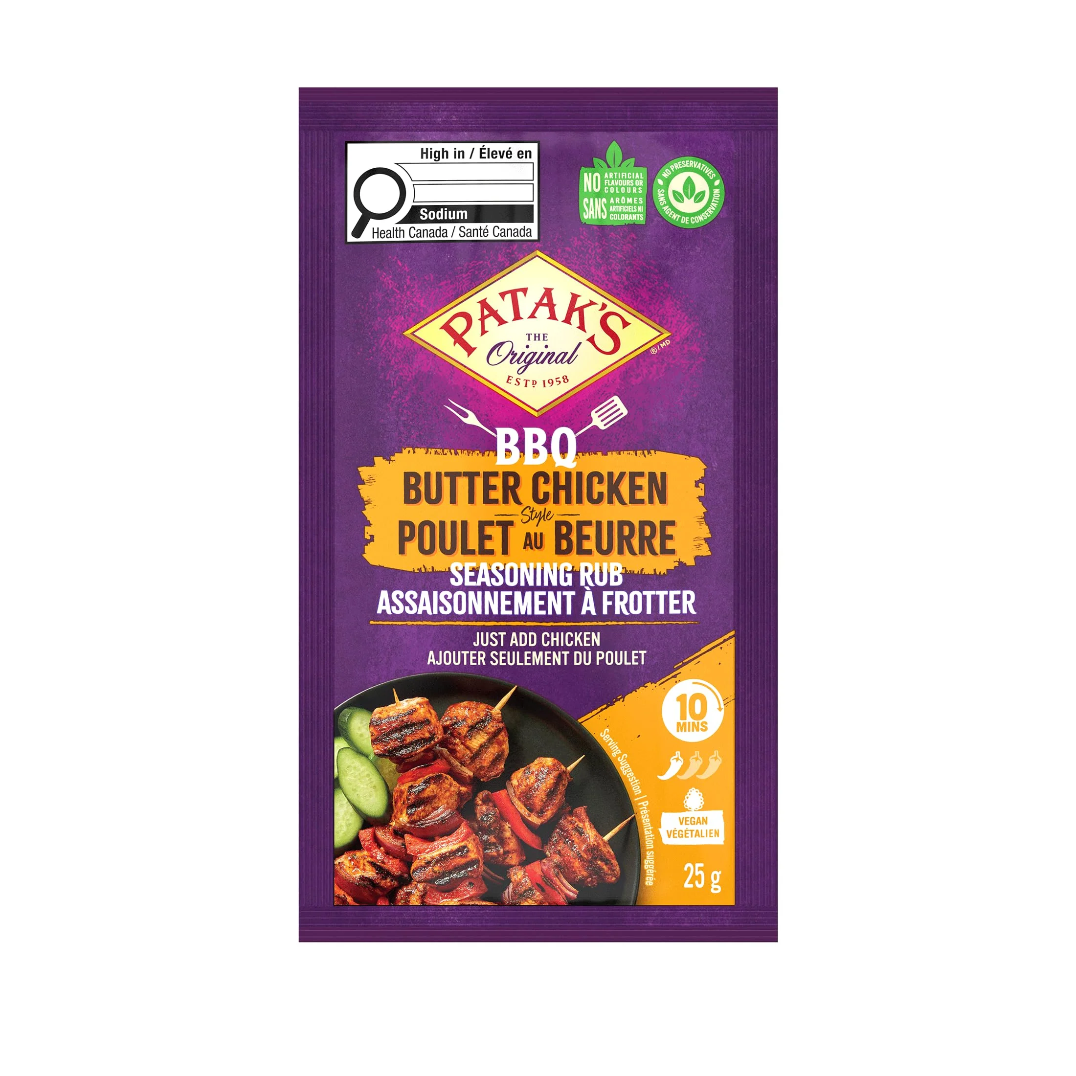 Patak's Butter Chicken Seasoning Rub – Traditional Indian Spice Blend for Grilling, Air Frying & Stovetop Cooking, 25g (18-Pack) - Canadian Distribution - Ships Free Within Canada on Orders Above CAD $199