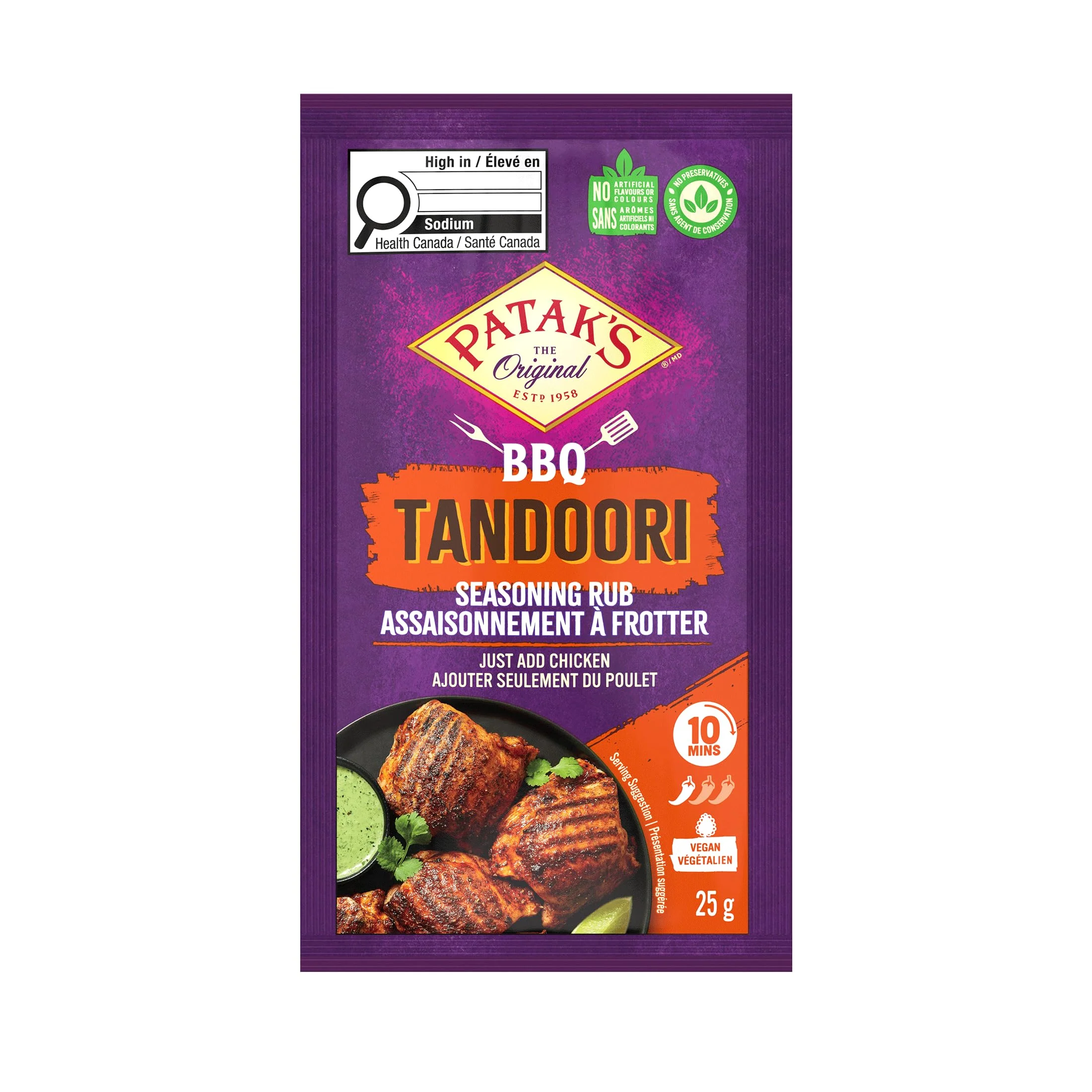 Patak's Tandoori Seasoning Rub – Authentic Indian Spice Blend, 25g (Pack of 18) - Canadian Distribution - Ships Free Within Canada on Orders Above CAD $199