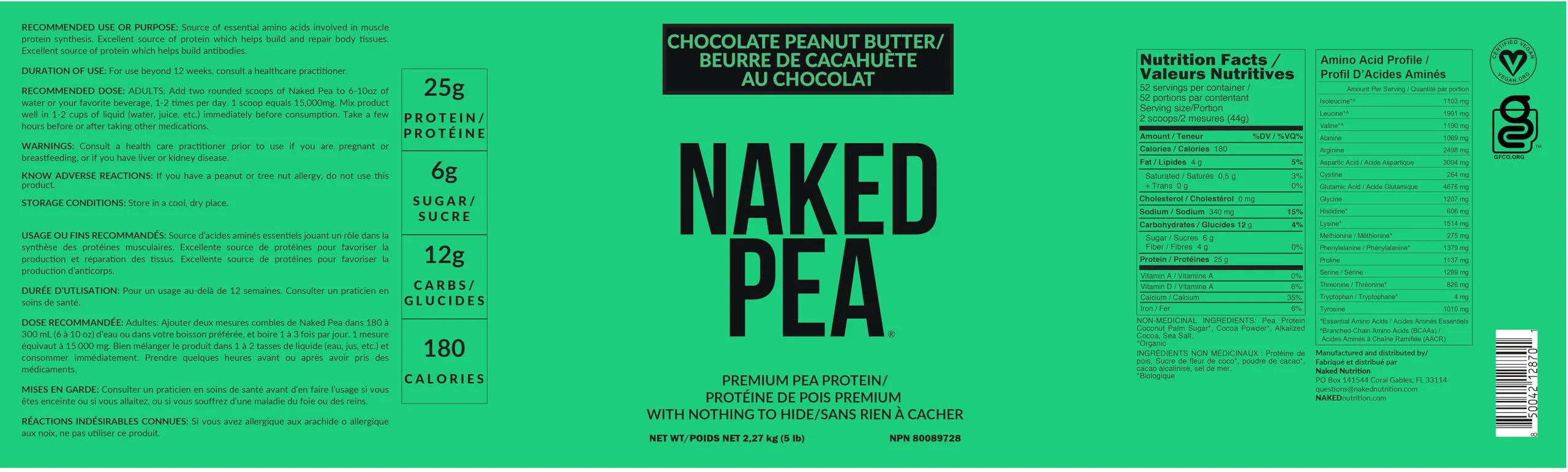 Pea – Chocolate Peanut Butter Protein Powder – 52 Servings – 5lb - Canadian Distribution - Ships Free Within Canada on Orders Above CAD $199 - Image 2