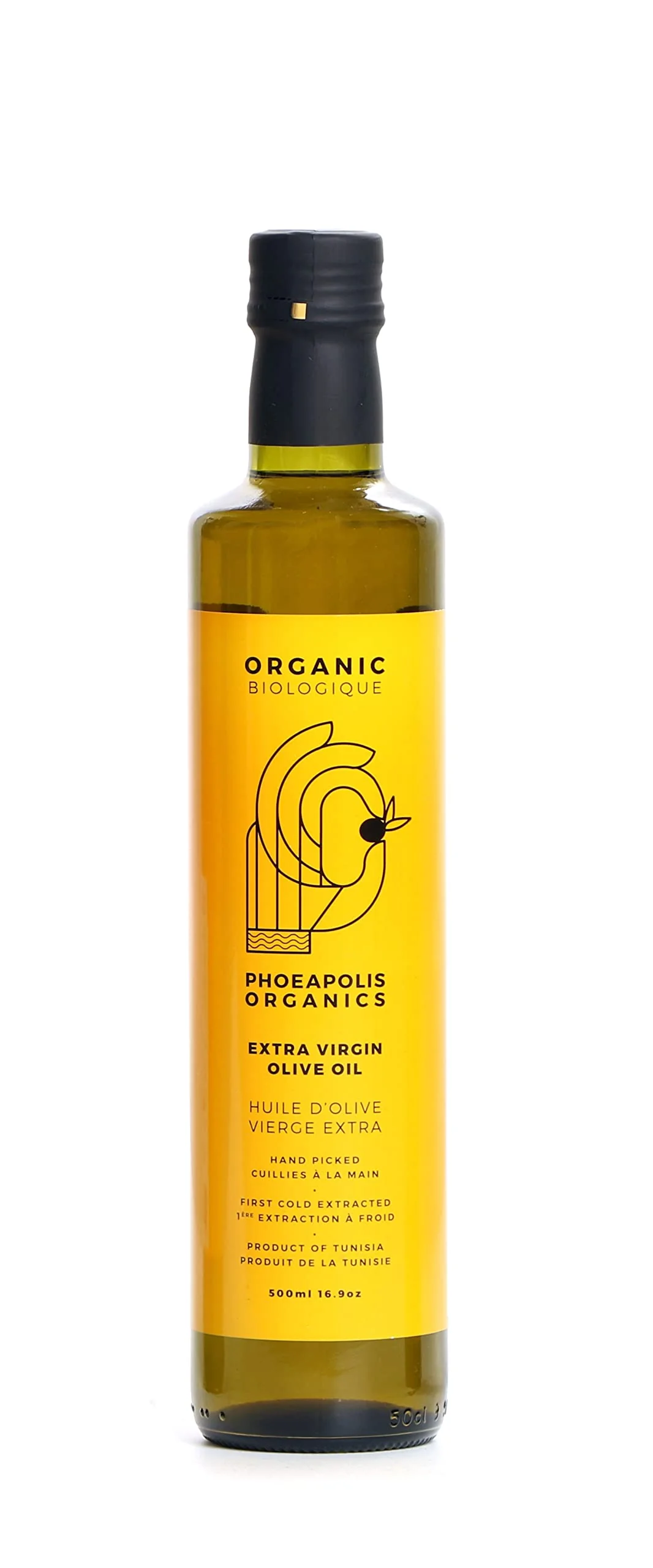 PHOEAPOLIS ORGANICS Extra Virgin First Cold Pressed Olive Oil – Delicate Flavor, 500 ml - Canadian Distribution - Ships Free Within Canada on Orders Above CAD $199