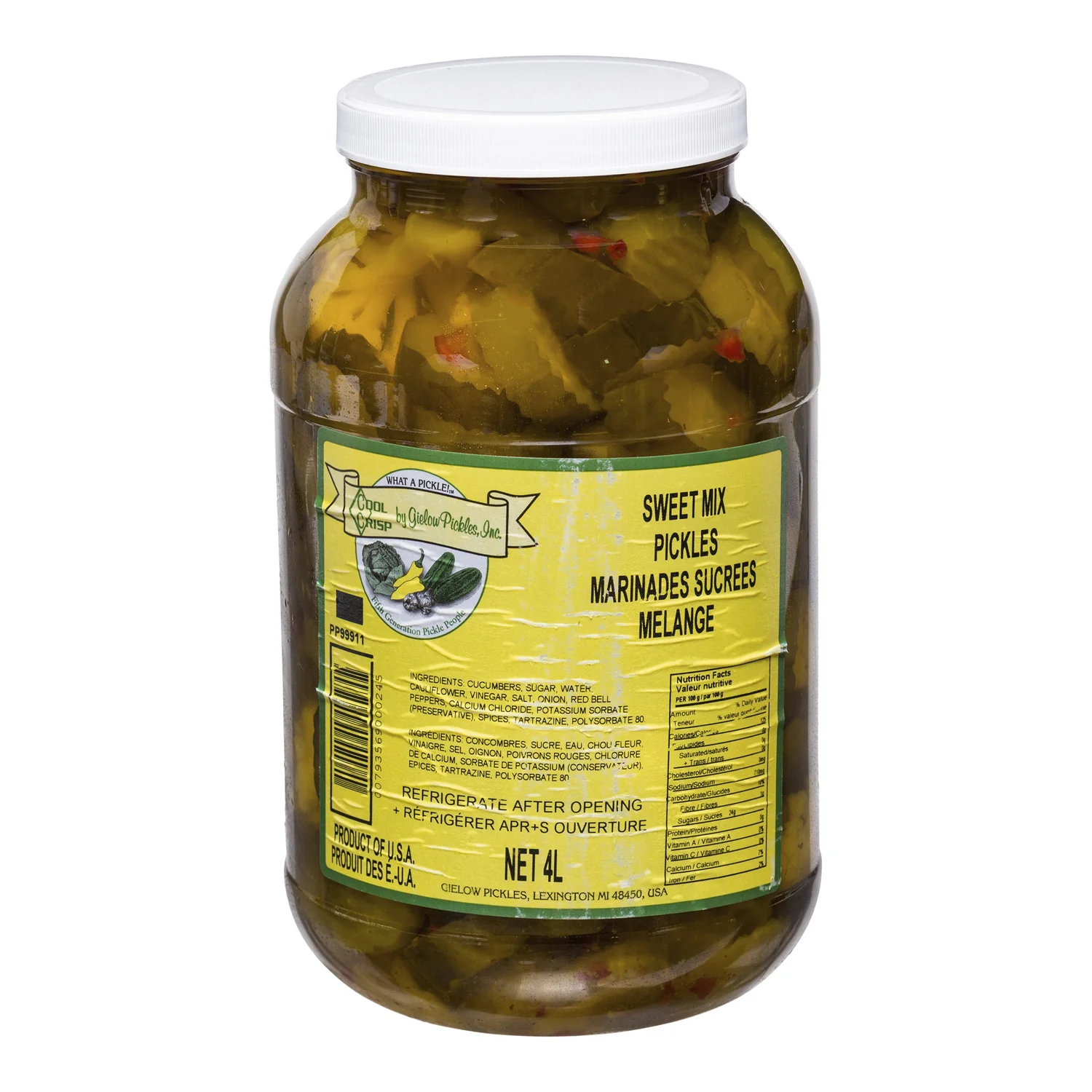 Pickle Sweet Mixed - 2 x 4 L - Cool Crisp - Restaurant and Foodservice Ingredients - Canadian Distribution - Ships Free Within Canada on Orders Above CAD $199
