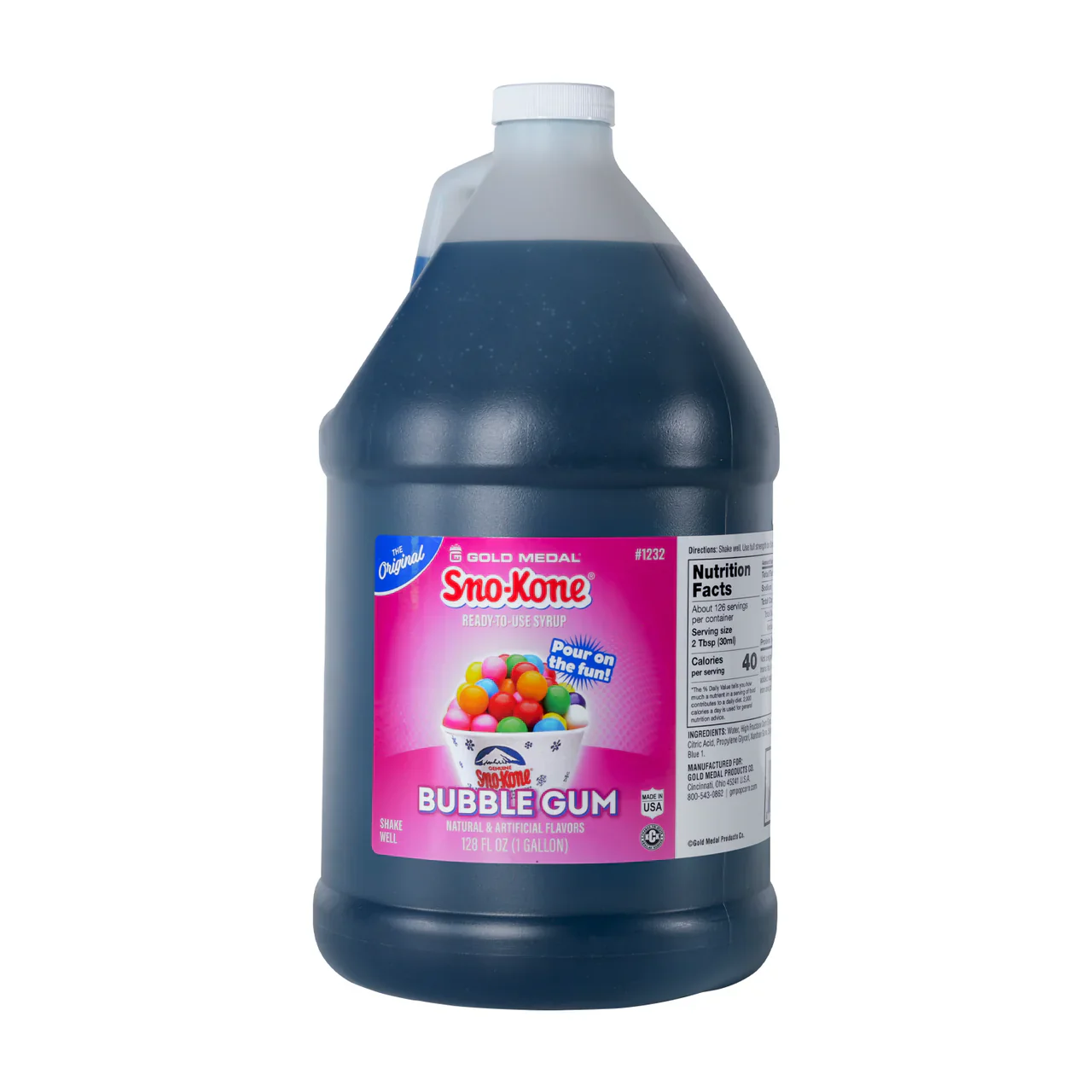 Pink Bubble Gum - Sno-Treat Sno-Kone® Syrup and Slush Mix - 4 x 1 Gallon - Canadian Distribution - Ships Free Within Canada on Orders Above CAD $199