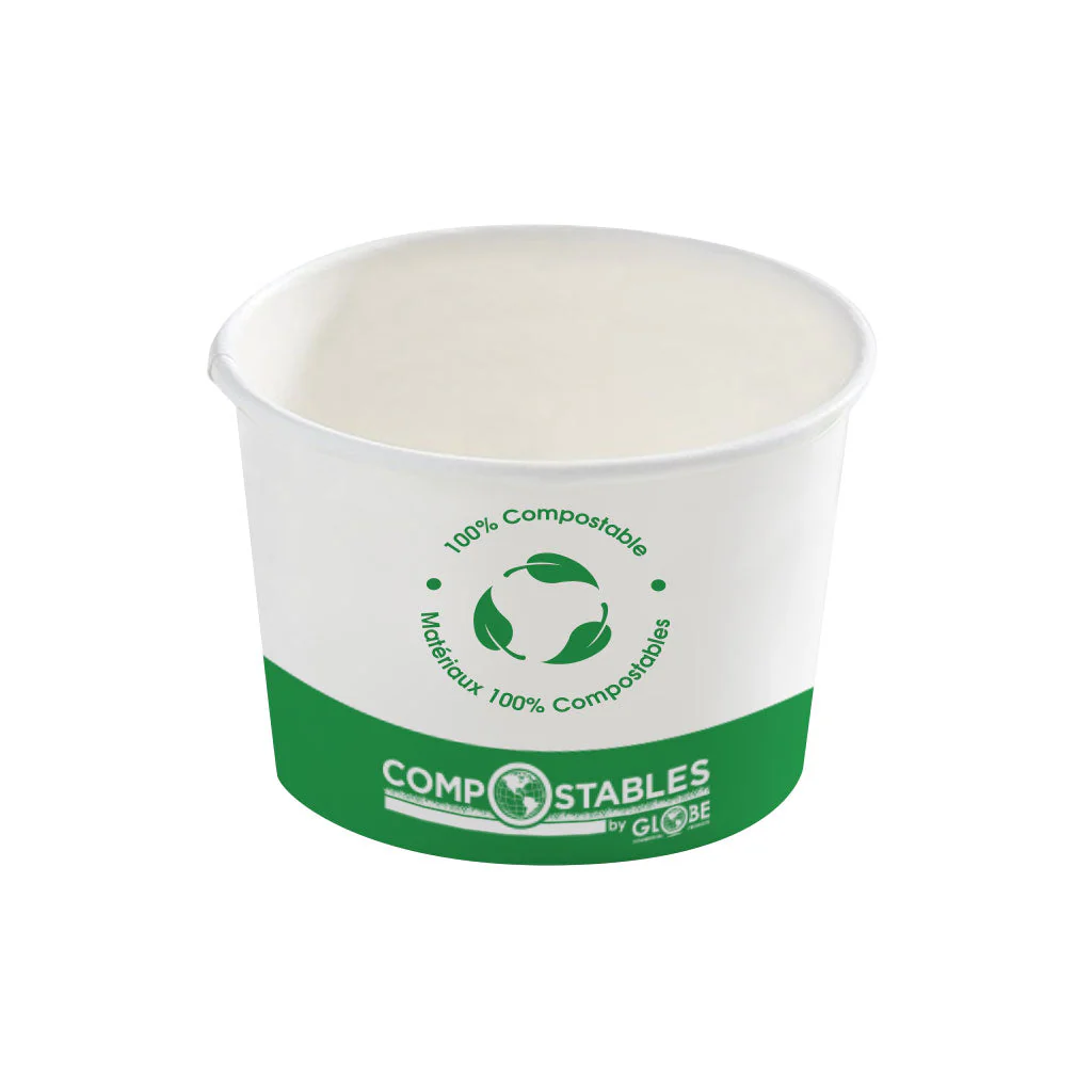 PLA Lined Paper Food Containers/Bowls - 8, 12 and 16 oz, 1000 containers per case - Sold By The Case