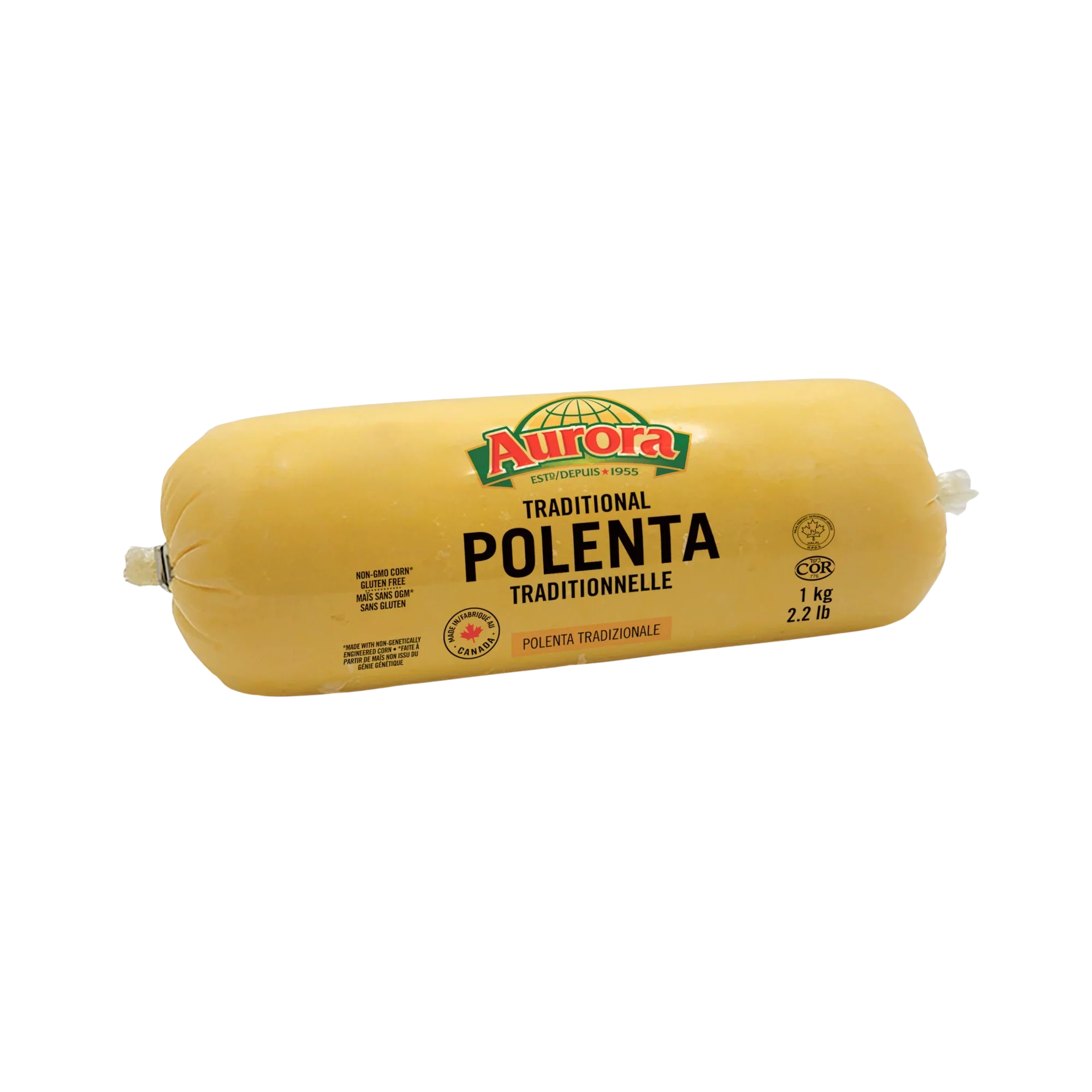 Polenta Plain - 12 x 1KG - Gluten-Free - Non-GMO - Aurora Foods - Restaurant and Foodservice Ingredients - Canadian Distribution - Ships Free Within Canada on Orders Above CAD $199