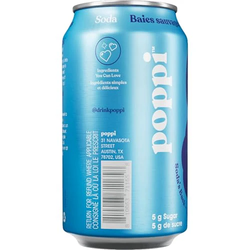 Poppi Wild Berry Soda 355 mL Can - Canadian Distribution - Ships Free Within Canada on Orders Above CAD $199 - Image 3