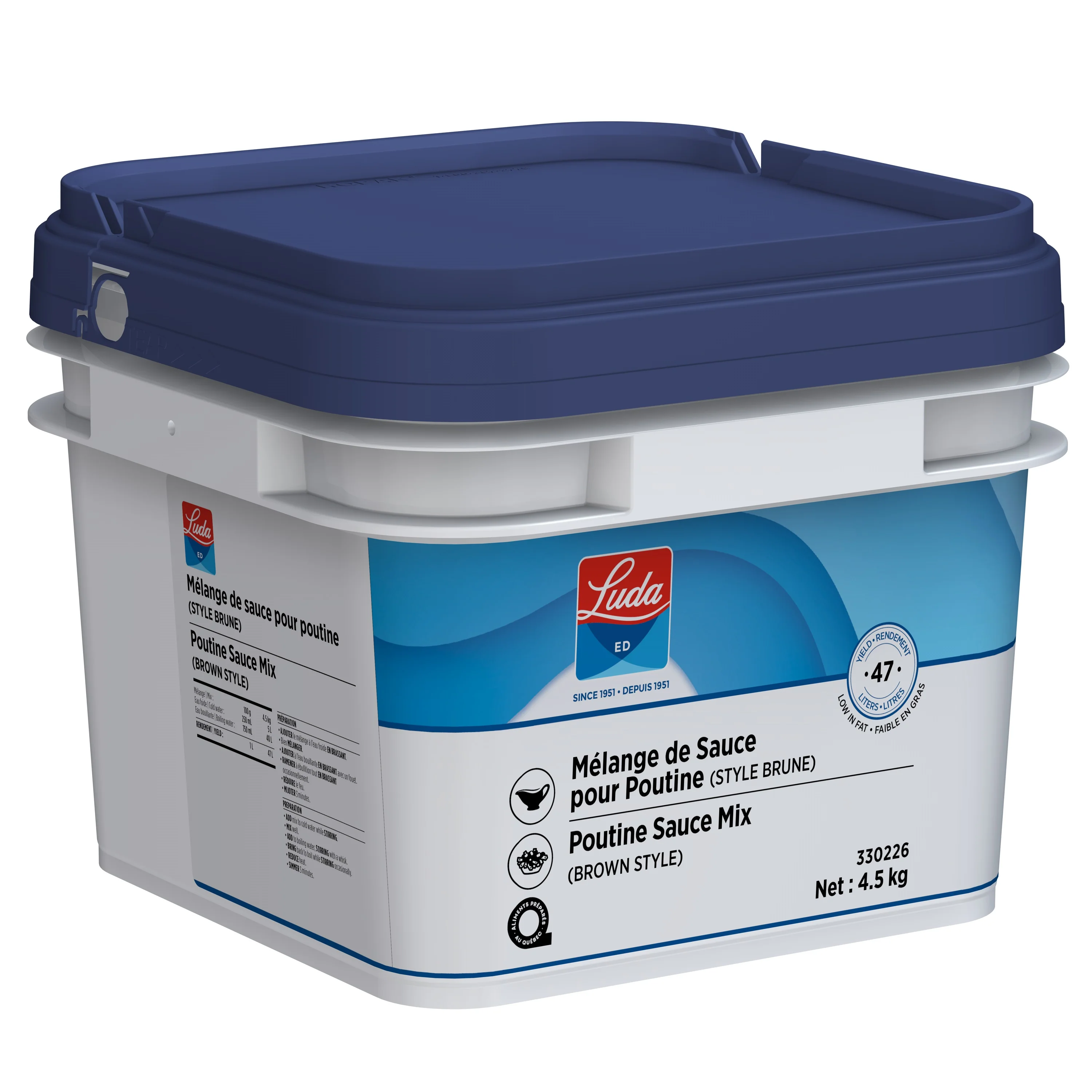 Poutine Sauce Mix (Brown Style) - 1 X 4.5 kg Tub - Luda Foods - Prepared in Canada - Ships Free Within Canada on Orders Above CAD $199