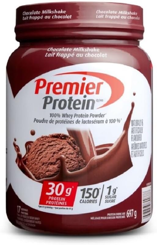 Premier – Whey Protein Powder – Chocolate Milkshake – 697 g, 17 Servings – Ships Free Within Canada on Orders Above CAD $199