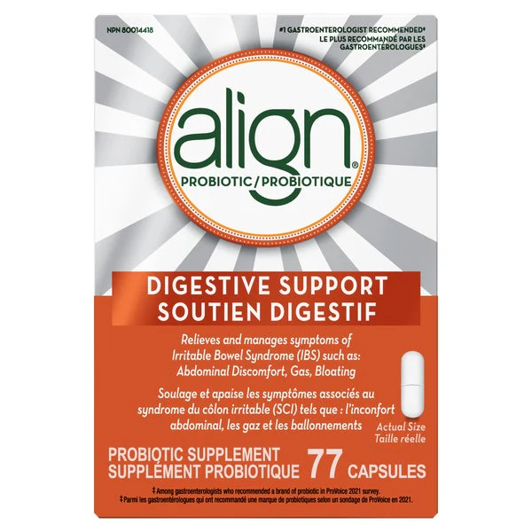 Probiotic Supplement - 77 Capsules - Align - Health and Wellness - Canadian Distribution - Ships Free Within Canada on Orders Above CAD $199