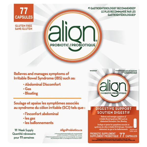 Probiotic Supplement - 77 Capsules - Align - Health and Wellness - Canadian Distribution - Ships Free Within Canada on Orders Above CAD $199 - Image 2