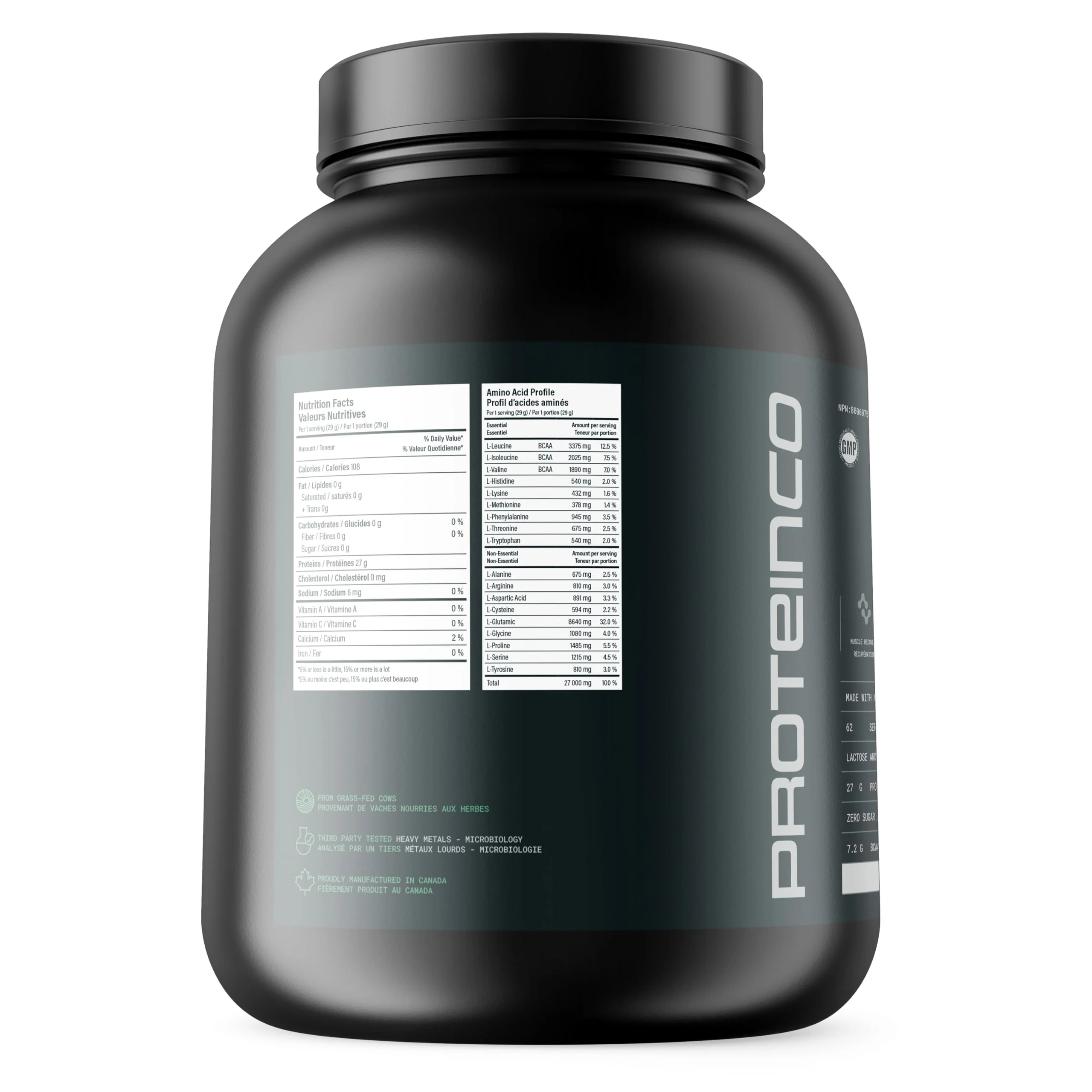 ProteinCo - Grass-Fed New Zealand Whey Protein Isolate Powder - Unflavored - 4 Lbs - Canadian Distribution - Ships Free Within Canada on Orders Above CAD $199 - Image 3