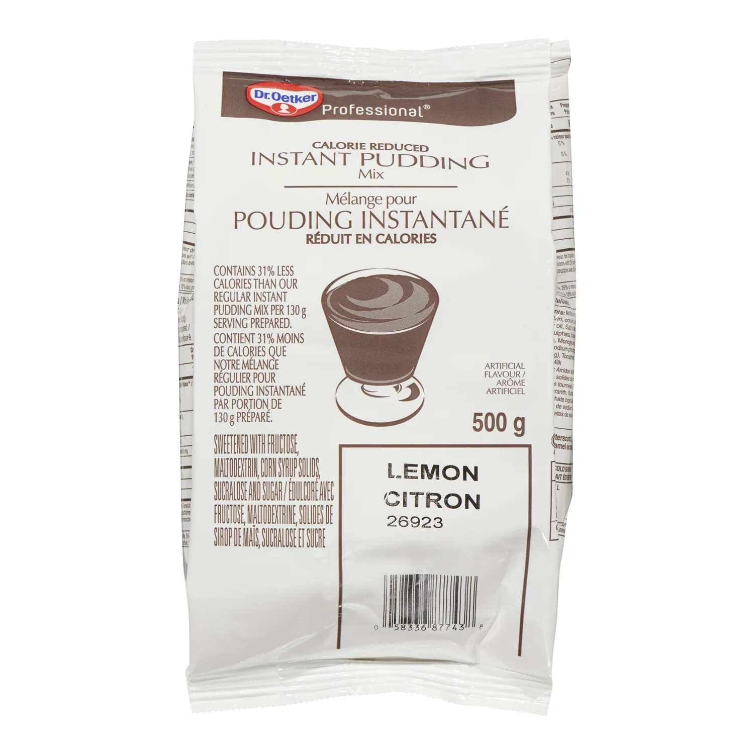 Pudding Lemon Instant Calorie Reduced - 2 x 500 g - Oetker - Baking Mixes and Ingredients - Canadian Distribution - Ships Free Within Canada on Orders Above CAD $199
