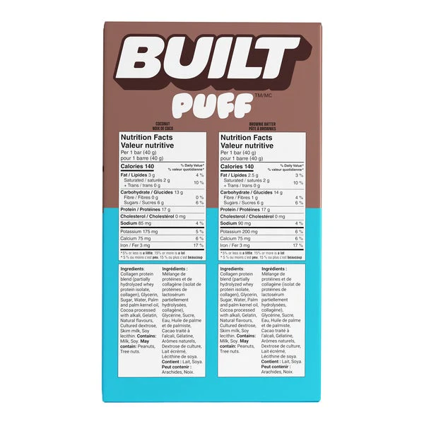 Puff Brownie and Coconut Bar - 56 × 40 g - Built - Canadian Distribution - Ships Free Within Canada on Orders Above CAD $199 - Image 2