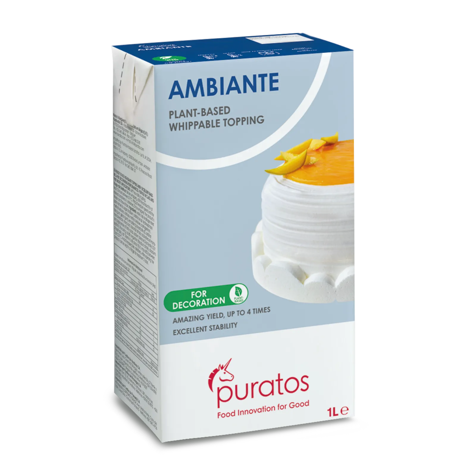 Puratos - Ambiante Plant-Based Whippable Topping - 12 x 1L  - Canadian Distribution - Ships Free Within Canada on Orders Above CAD $199 - Image 2