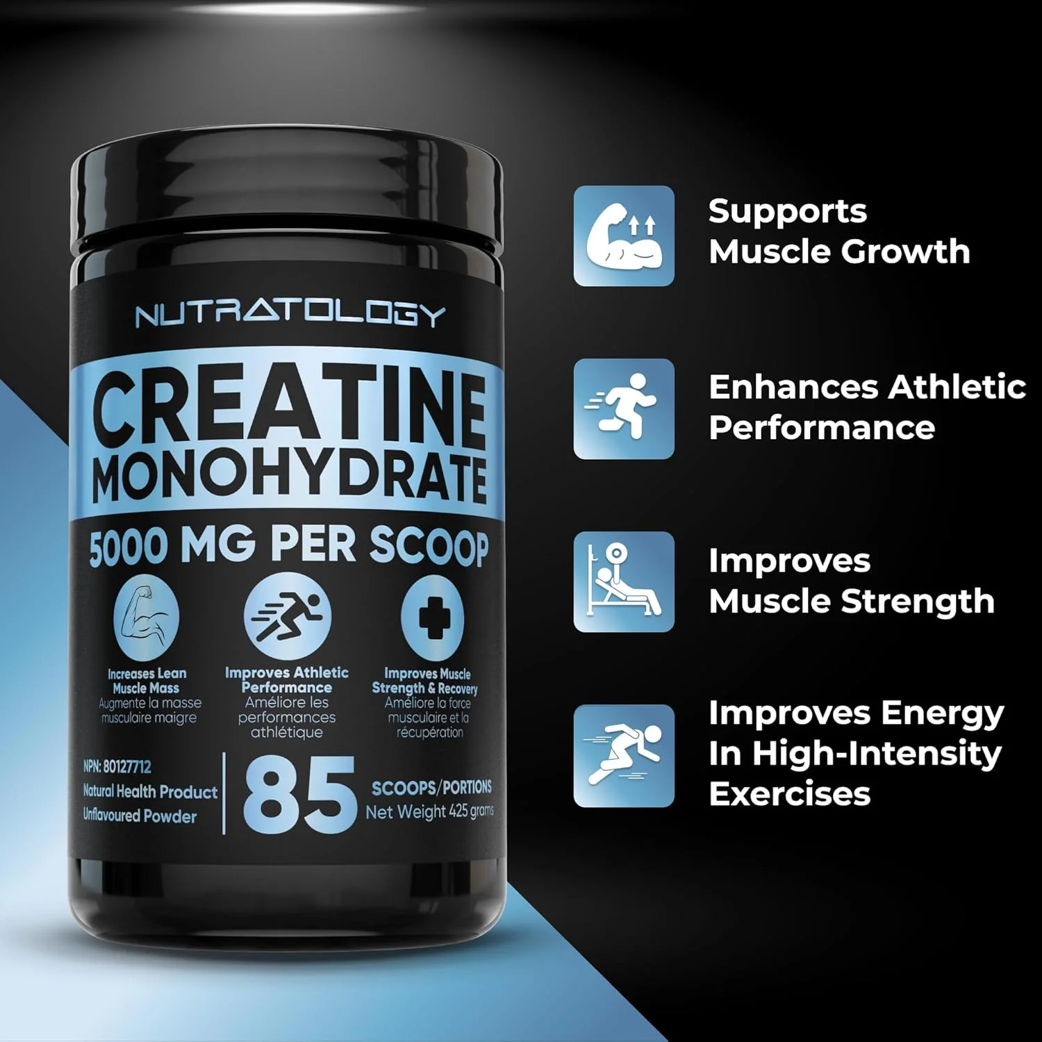 Pure – Creatine Monohydrate Powder – 425 g, 85 Servings – Ships Free Within Canada on Orders Above CAD $199 - Image 2