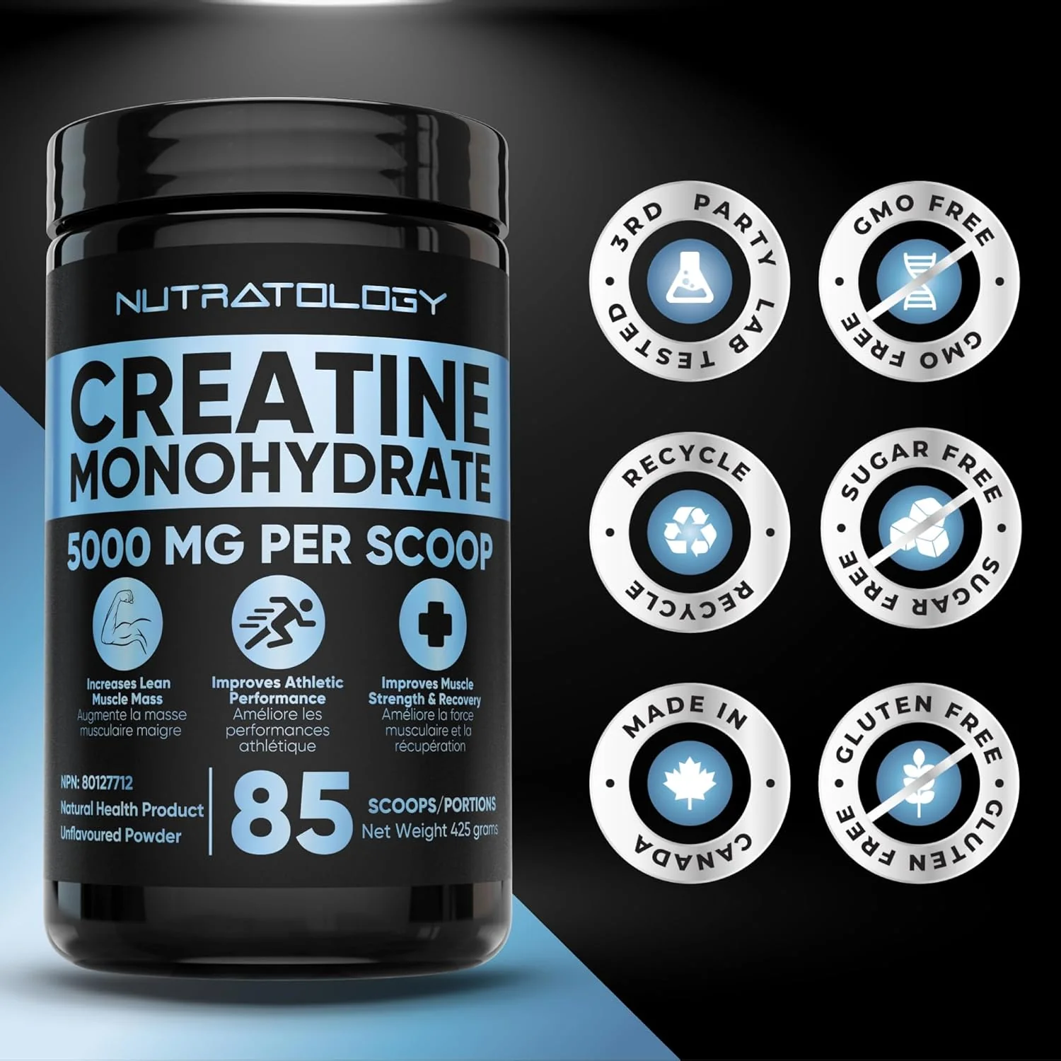 Pure – Creatine Monohydrate Powder – 425 g, 85 Servings – Ships Free Within Canada on Orders Above CAD $199 - Image 8