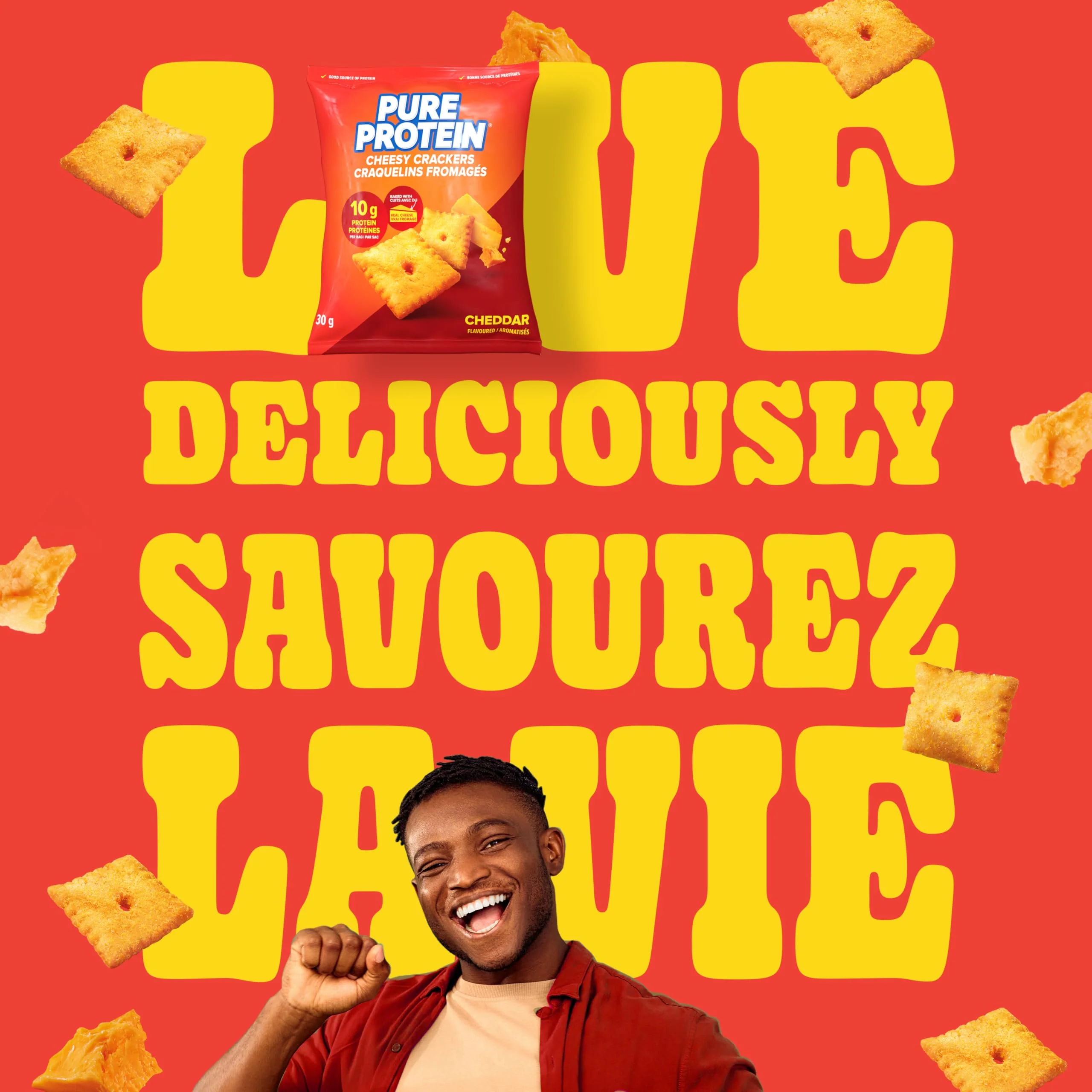 Pure Protein Cheddar Cheesy Crackers - 10G Protein Per Serving, Pack of 8 - Canadian Distribution - Ships Free Within Canada on Orders Above CAD $199 - Image 2