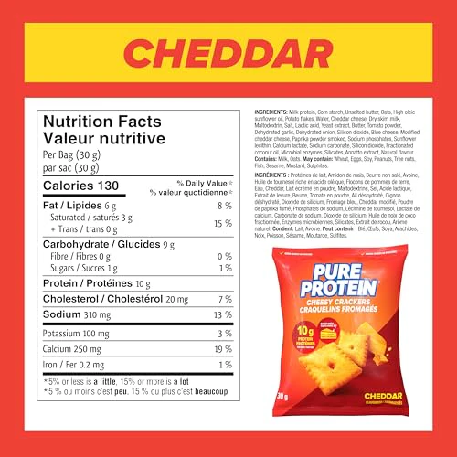 Pure Protein Cheddar Cheesy Crackers - 10G Protein Per Serving, Pack of 8 - Canadian Distribution - Ships Free Within Canada on Orders Above CAD $199 - Image 9