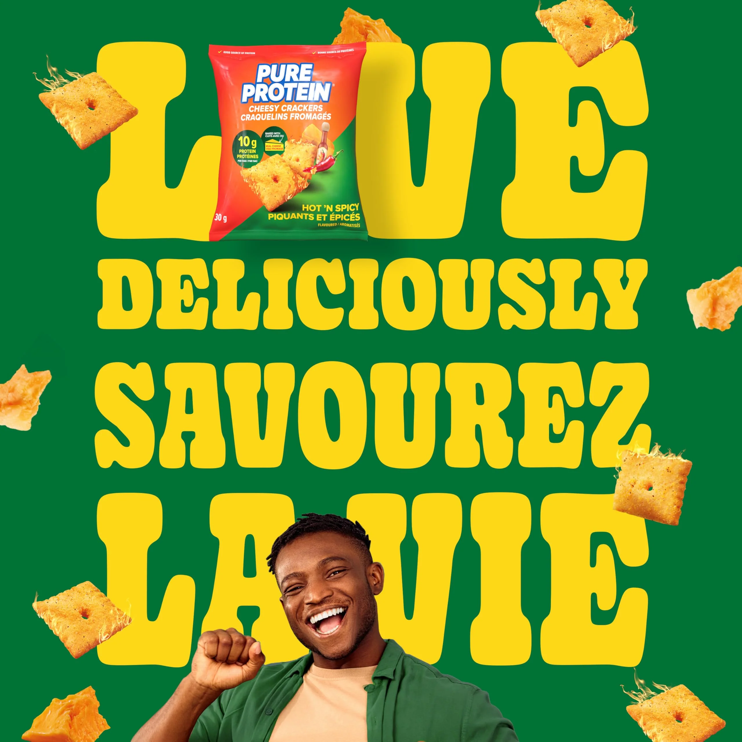 Pure Protein Hot & Spicy Cheesy Crackers - 10g Protein Per Serving, 8-Pack - Canadian Distribution - Ships Free Within Canada on Orders Above CAD $199 - Image 2