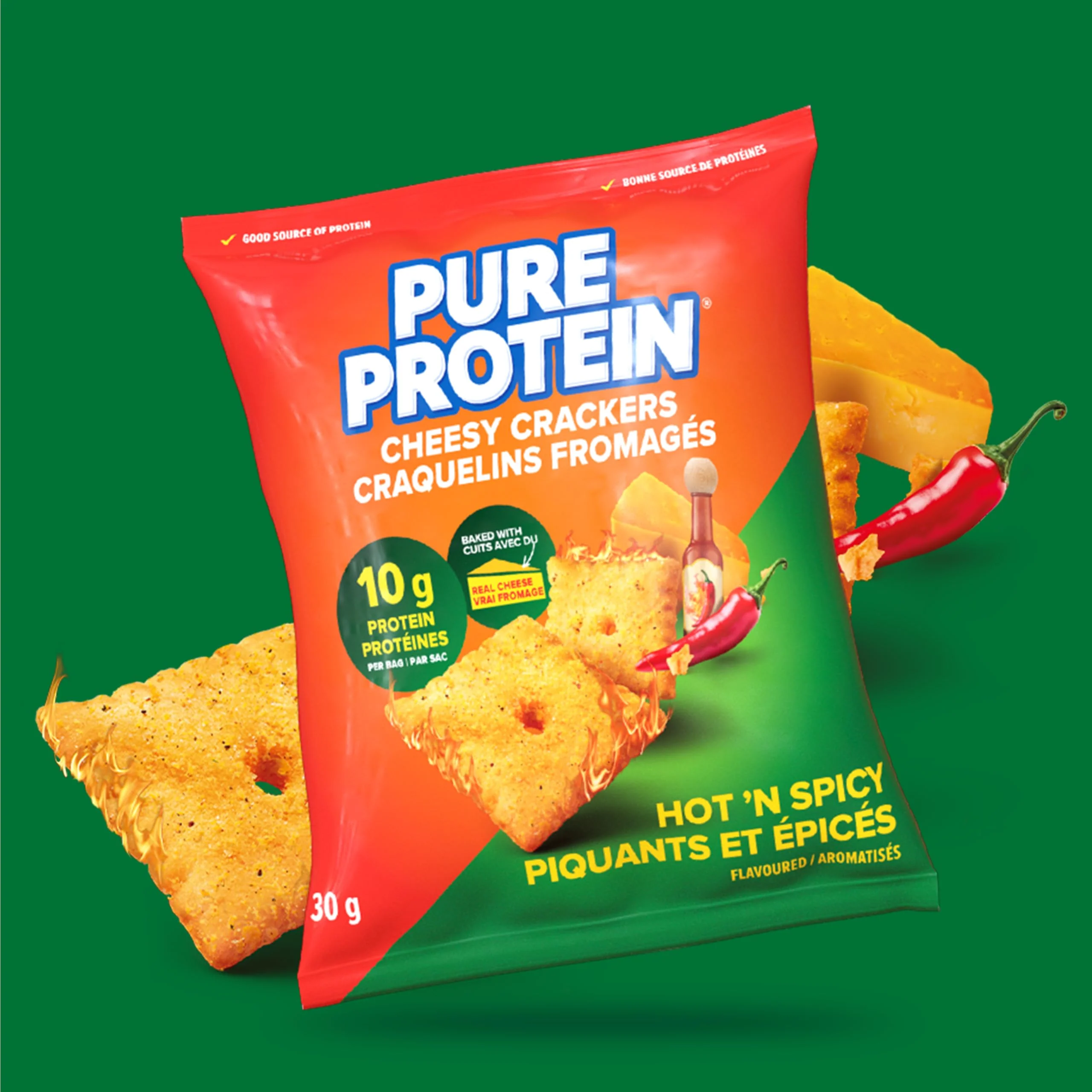 Pure Protein Hot & Spicy Cheesy Crackers - 10g Protein Per Serving, 8-Pack - Canadian Distribution - Ships Free Within Canada on Orders Above CAD $199 - Image 7