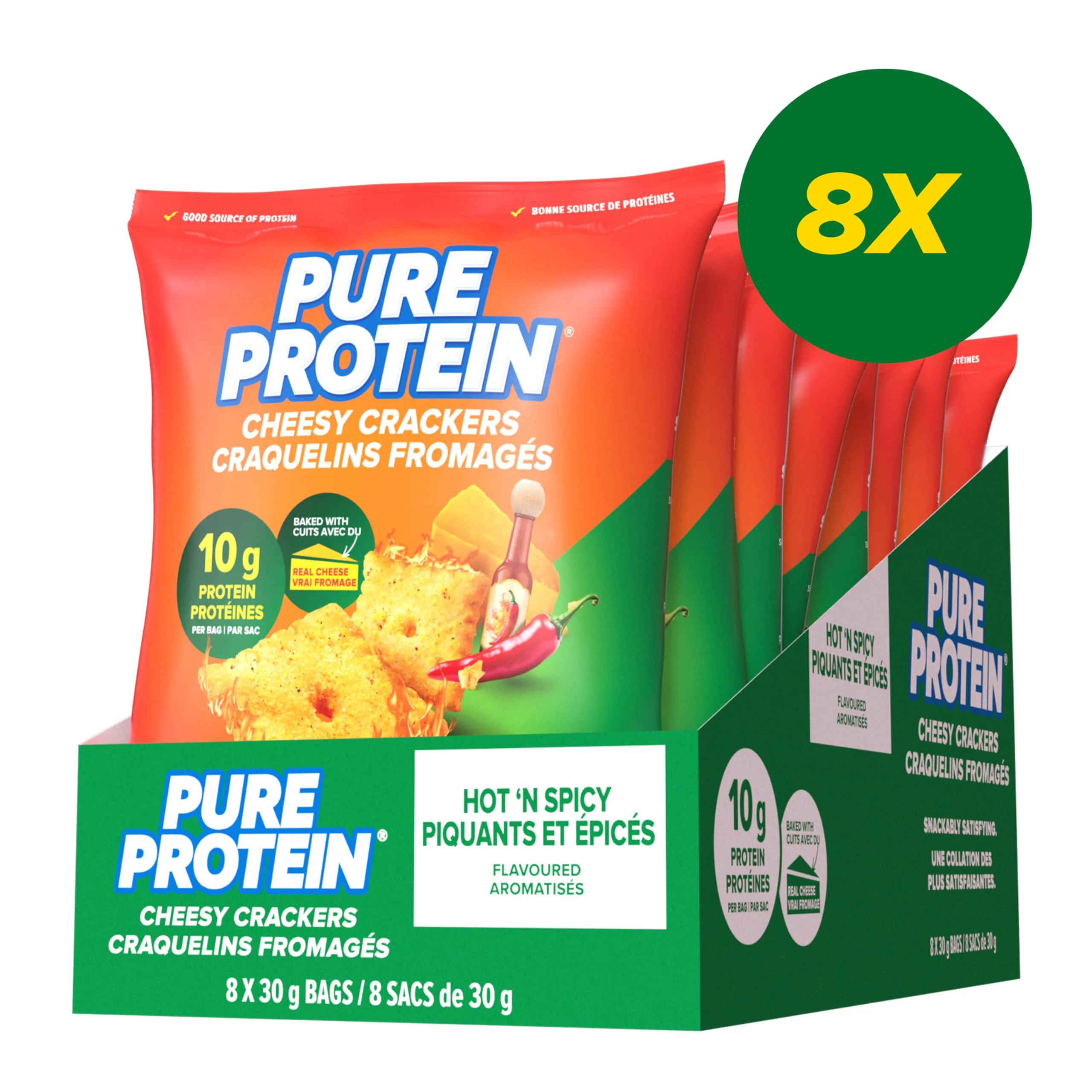 Pure Protein Hot & Spicy Cheesy Crackers - 10g Protein Per Serving, 8-Pack - Canadian Distribution - Ships Free Within Canada on Orders Above CAD $199 - Image 8