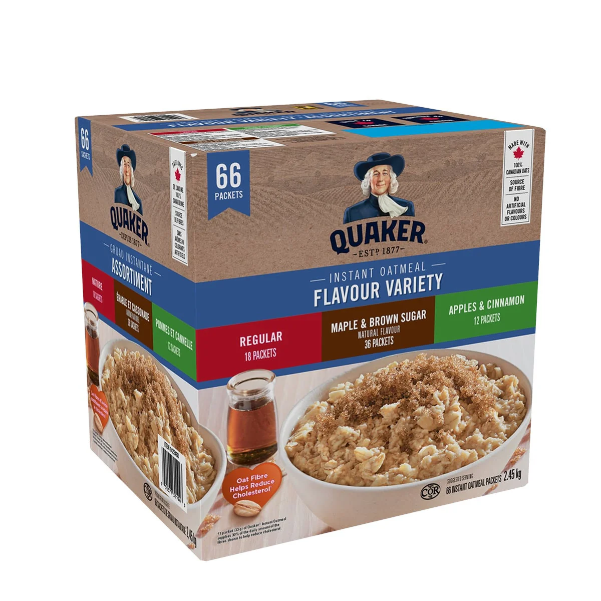 Quaker Instant Oatmeal 3 Flavour Variety Pack - 4 x 2.45 kg - Grocery and Food Items - Canadian Distribution - Ships Free Within Canada on Orders Above CAD $199