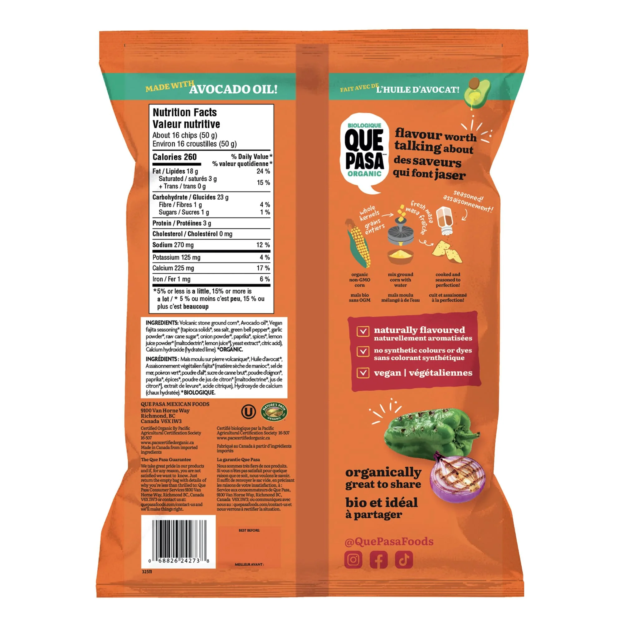 Que Pasa Organic Fajita Dippers Tortilla Chips - 12 Pack (170g Each) | Gluten Free & Non-GMO - Canadian Distribution - Ships Free Within Canada on Orders Above CAD $199 - Image 6