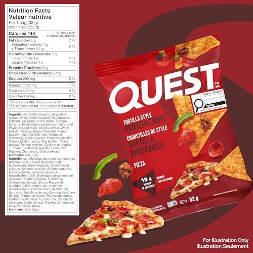 Quest Pizza Flavoured Tortilla Style Protein Chips, High Protein, Gluten Free, 8ct - Canadian Distribution - Ships Free Within Canada on Orders Above CAD $199 - Image 5