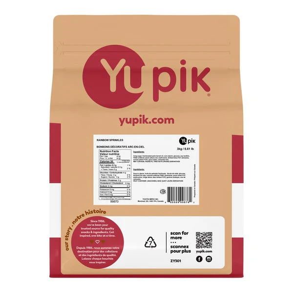 Rainbow Sprinkles - 4 x 3 kg - Yupik - Canadian Distribution - Ships Free Within Canada on Orders Above CAD $199