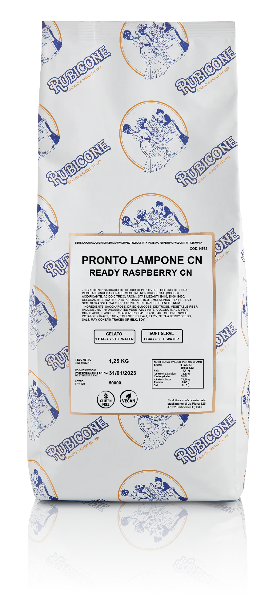 Raspberry Ready Fruit - Ready Base for Soft Serve and Gelato - Case of 6 x 1.25 KG bags - Rubicone Canada - Ships Free Within Canada on Orders Above CAD $199 - Image 3