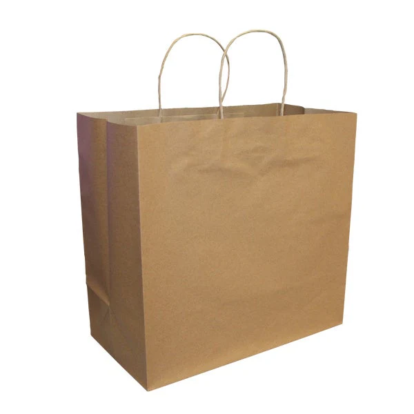 Recycled Kraft Bag with twisted handle 13” x 9.5” x 12” - Pack of 200  - Disposables, Restaurant Packaging and Take-Out Supplies - Canadian Distribution - Ships Free Within Canada on Orders Above CAD $199