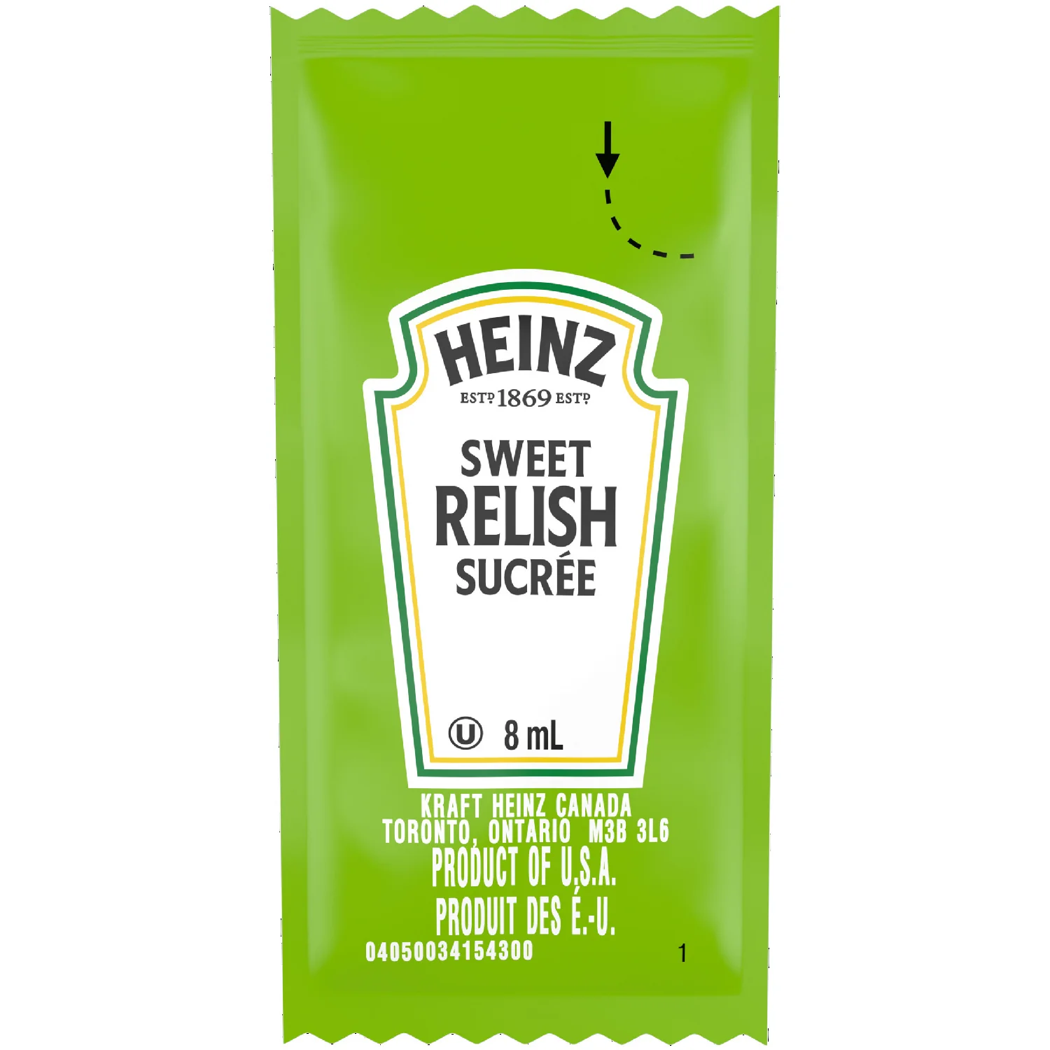 Relish Sweet Green Portion Control - 500 x 8 mL - Heinz - Restaurant and Foodservice Ingredients - Canadian Distribution - Ships Free Within Canada on Orders Above CAD $199