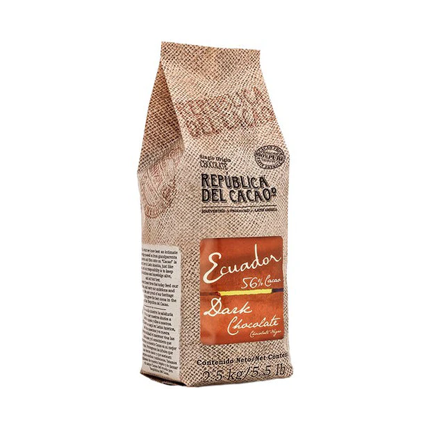 REPUBLICA DEL CACAO Ecuador 56% – Dark Chocolate Couverture - 2.5kg - Canadian Distribution - Ships Free Within Canada on Orders Above CAD $199