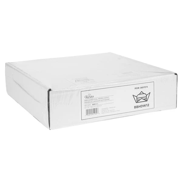Resto Foil Paper Wraps12 in × 12 in. - Pack of 1,000  - Disposables, Restaurant Packaging and Take-Out Supplies - Canadian Distribution - Ships Free Within Canada on Orders Above CAD $199