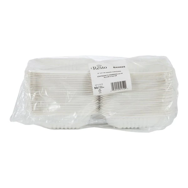 Resto Hinged Container 6 in × 6 in - Pack of 300  - Disposables, Restaurant Packaging and Take-Out Supplies - Canadian Distribution - Ships Free Within Canada on Orders Above CAD $199 - Image 2