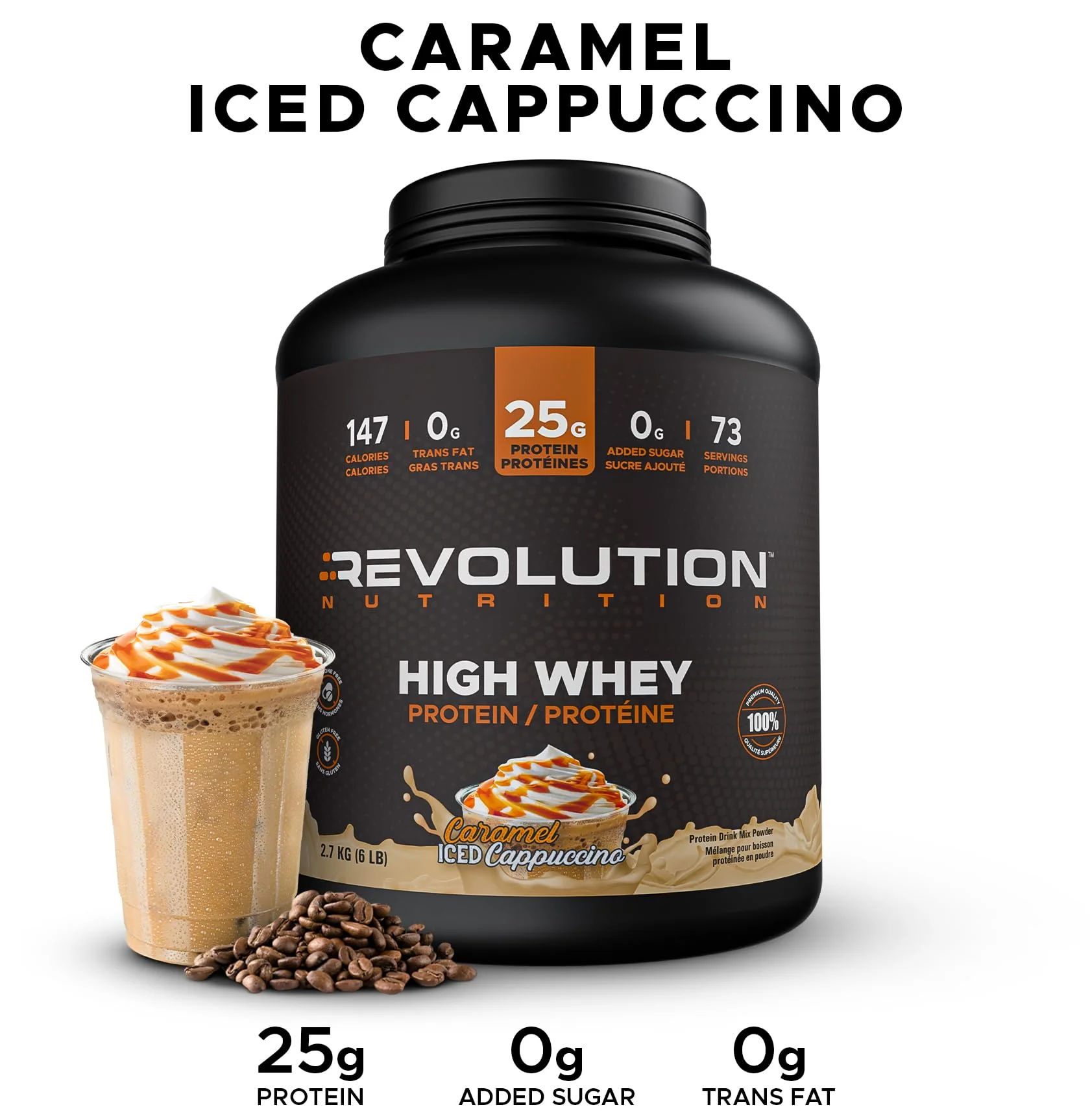 Revolution - High Whey Isolate Protein Powder - Caramel Iced Cappuccino - 6LB - Canadian Distribution - Ships Free Within Canada on Orders Above CAD $199 - Image 3