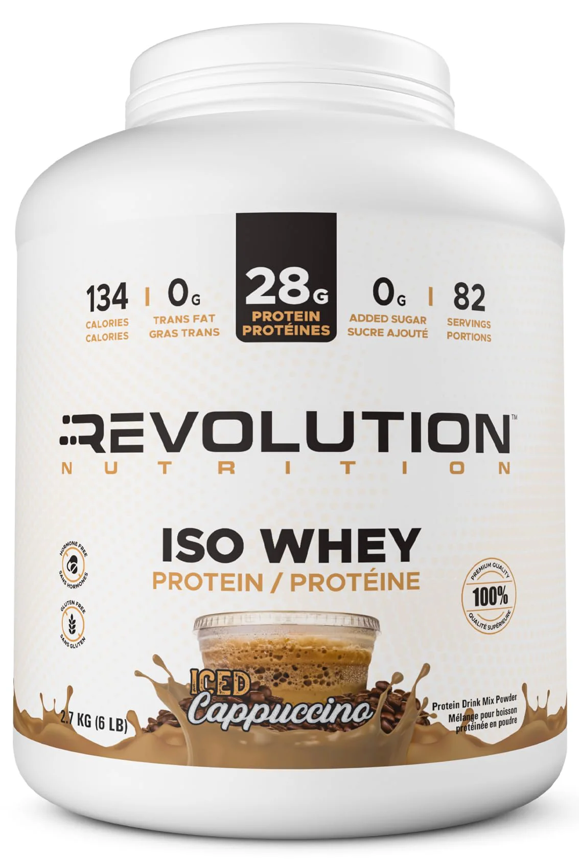 Revolution Nutrition – Iso Whey – Iced Cappuccino – 6 lb - Canadian Distribution - Ships Free Within Canada on Orders Above CAD $199