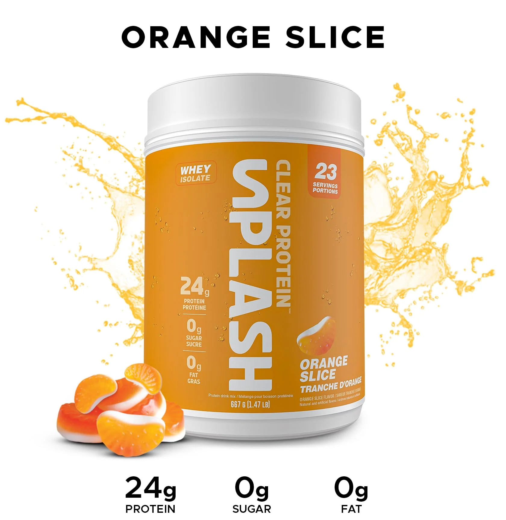 Revolution Nutrition – Splash Clear Isolate Protein – Orange Slice – 667g / 23 Servings – Zero Sugar - Canadian Distribution - Ships Free Within Canada on Orders Above CAD $199 - Image 9