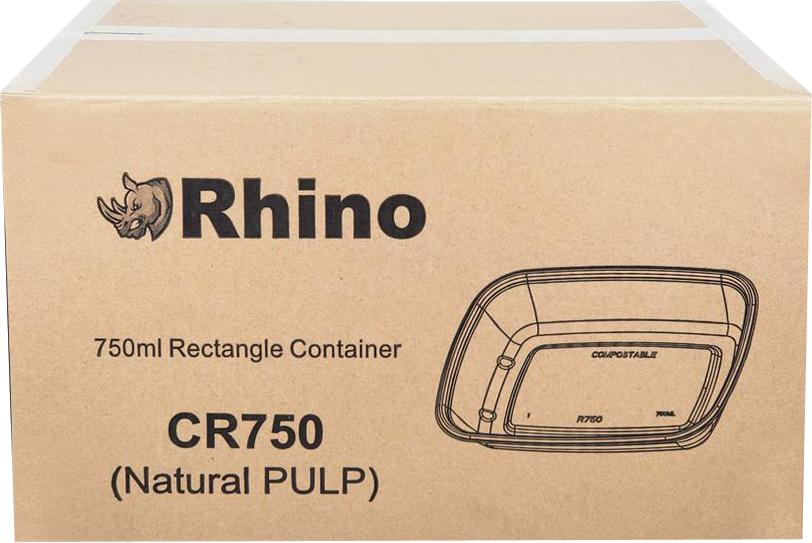 Eco-Craze/Rhino - 750ml Rectangle Natural Pulp Box - CR750 - Image 2