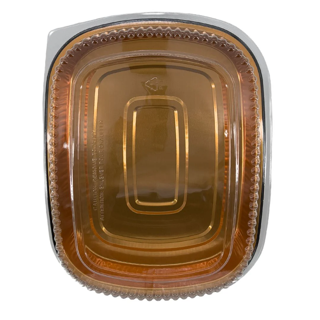 Rhino-Foil - Large (64oz) Black & Gold Foil Cont. w/ Clear Dome Lid - Image 3