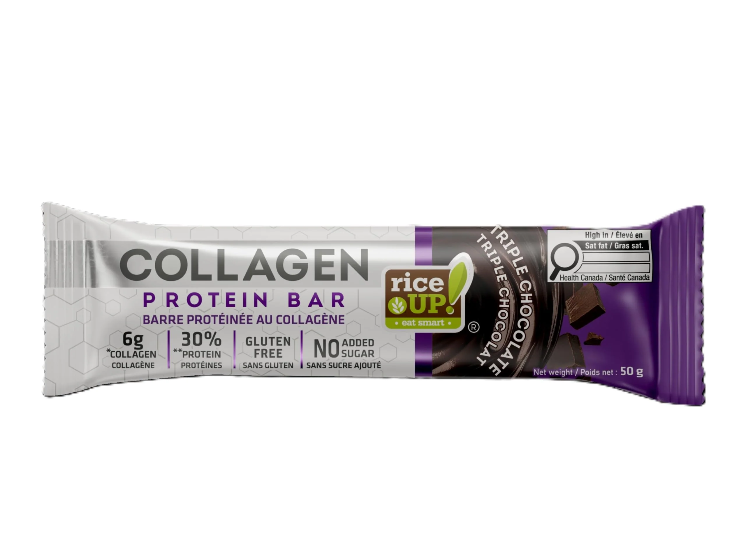 rice UP! Collagen Protein Bar – Triple Chocolate, 2 x 50g - Canadian Distribution - Ships Free Within Canada on Orders Above CAD $199