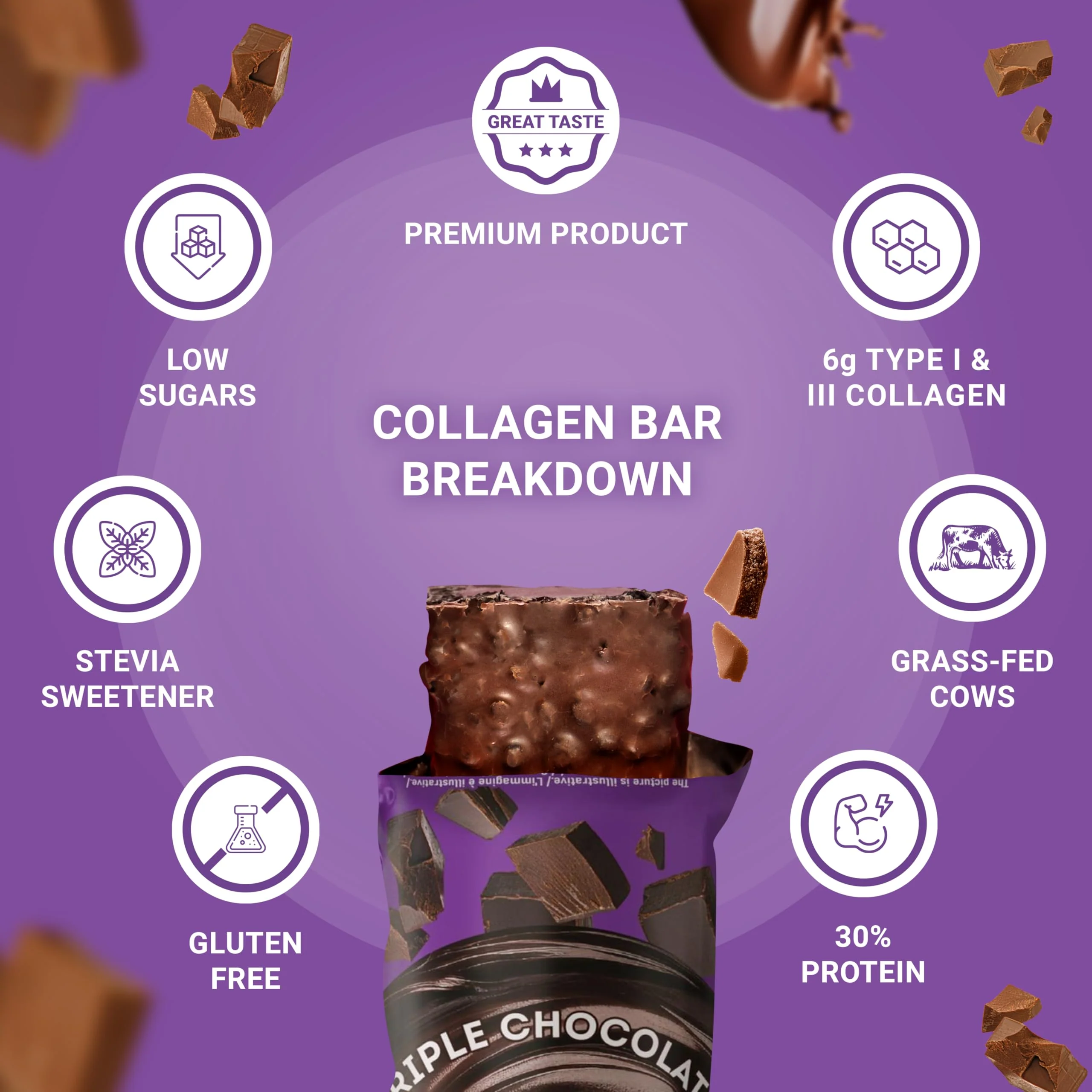 rice UP! Collagen Protein Bar – Triple Chocolate, 2 x 50g - Canadian Distribution - Ships Free Within Canada on Orders Above CAD $199 - Image 6